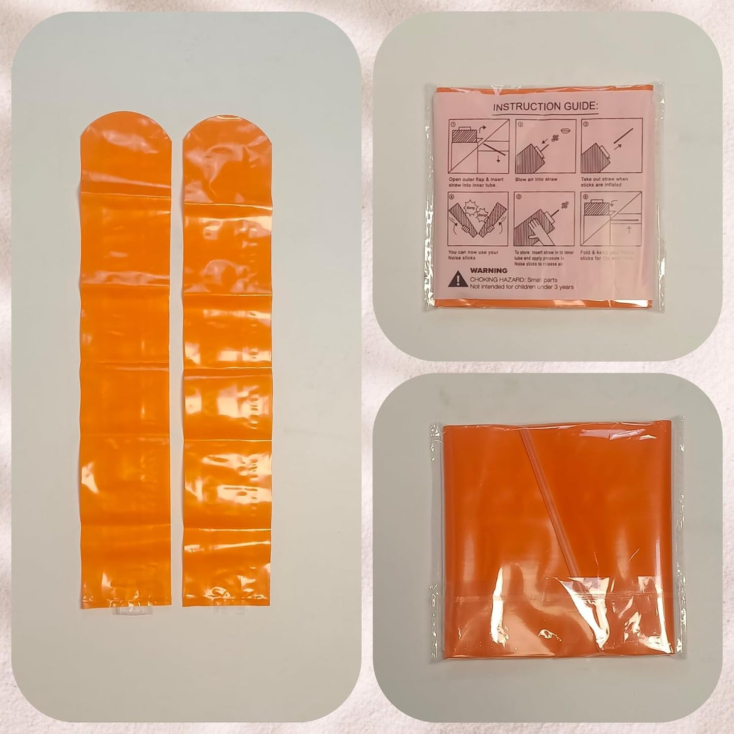 48pcs Round Head Boom Sticks Thunder Sticks Cheering Sticks Team Spirit Plastic Cheerleading Spirit Stick Clapper Inflatable Noise Maker Sports Supply (Orange)