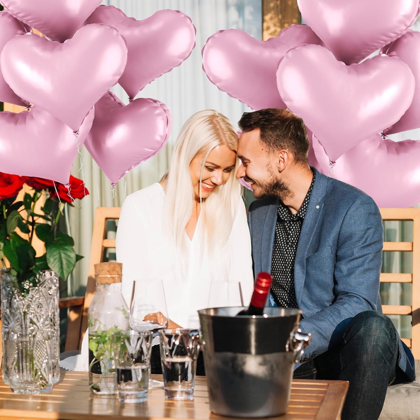 24 Inch Pink Heart Balloons, Heart Shaped Foil Balloons, Light Pink Helium Balloon for Girls Women Baby Bridal Shower Anniversary Wedding Valentines Day Gender Reveal Birthday Party Decorations