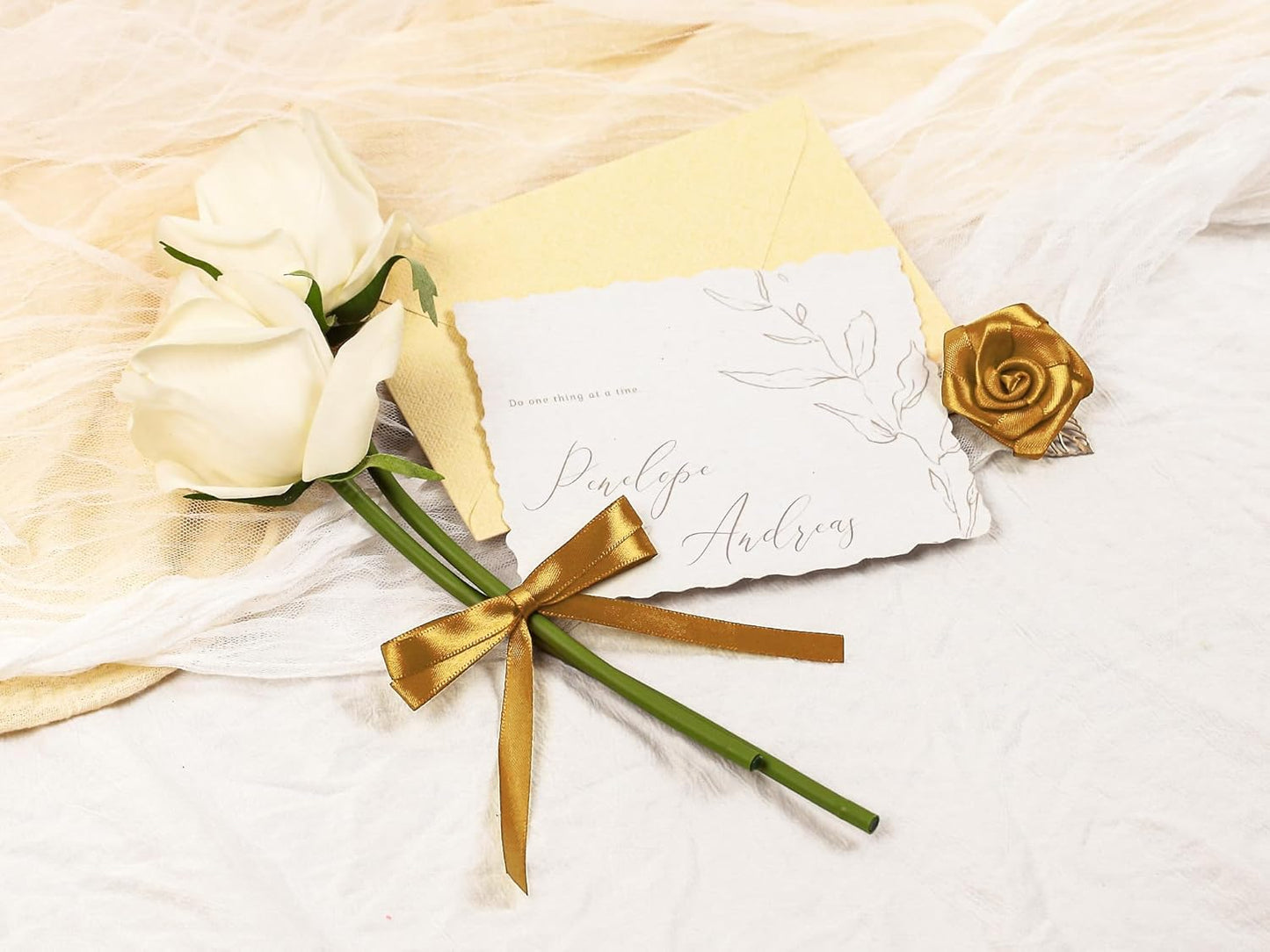 Gold Satin Ribbon 3/8 inch X Continuous 50 Yards, Single Face Polyester Ribbon Perfect for Gift Wrapping, Flower Bouquet, Wedding Decor, Crafts, Bow Making, Sewing and More