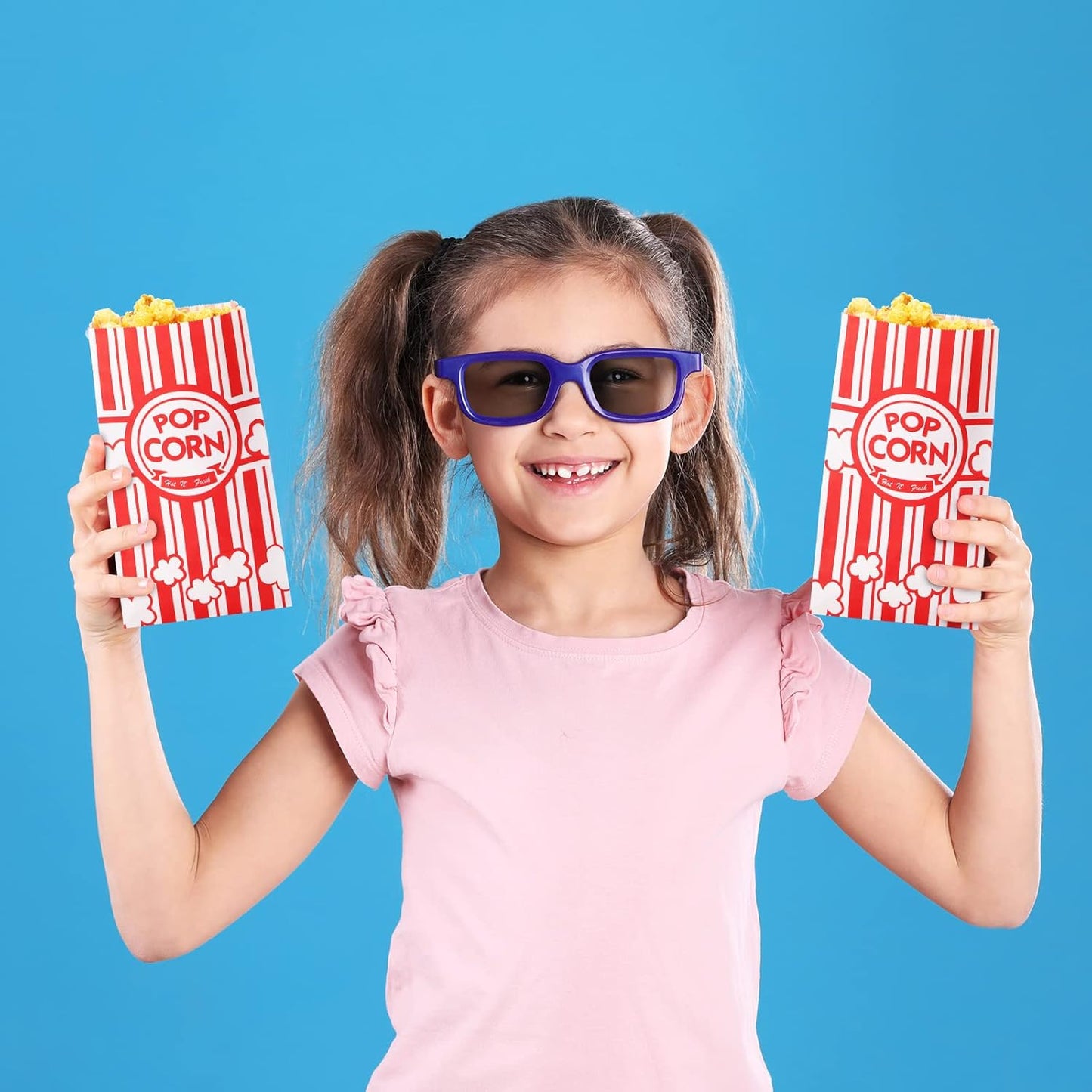 300 Pcs Paper Popcorn Bags Bulk 2 oz Large Flat Bottom Boxes Red and White Disposable Container Sleeve Movie Night Popcorn Bucket for Retro Movie Themed Party Carnival Supplies (Red and White)