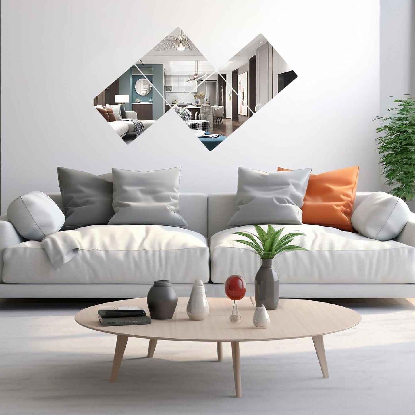 12Pcs Square Mirror Candle Plate for Table Centerpieces, 10" x 10" Acrylic Mirror Tiles Frameless Craft Mirrors Self-Adhesive Mirror Plate for Wedding Table Candle Plate Craft Christmas Decorations