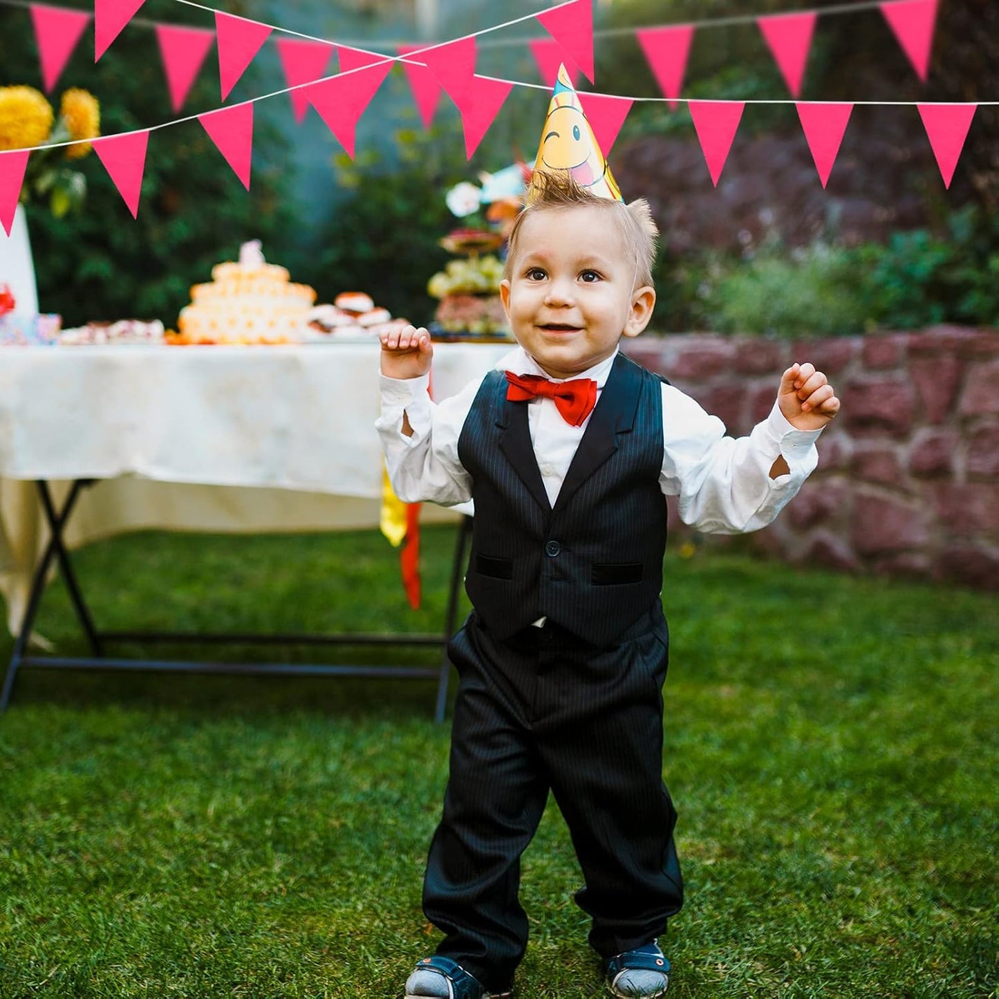 Tatuo 200 Feet Solid Pennant Banners Flags String Triangle Hanging DIY Bunting Flags Party Decorations for Grand Opening Party Banners for Kids Birthday, Shops (Pink)