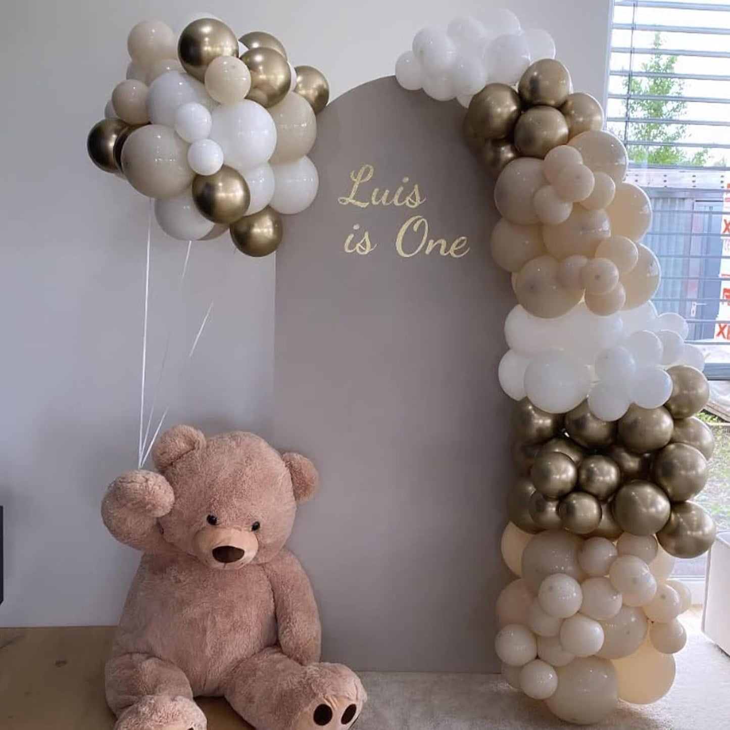 White Sand Balloons Set, 60 Packs 12 Inch Double Stuffed Beige Boho Balloons with Metallic Chrome Champagne Nude Neutral Cream Balloon for Bridal Shower Baby Shower Birthday Wedding Party Decoration