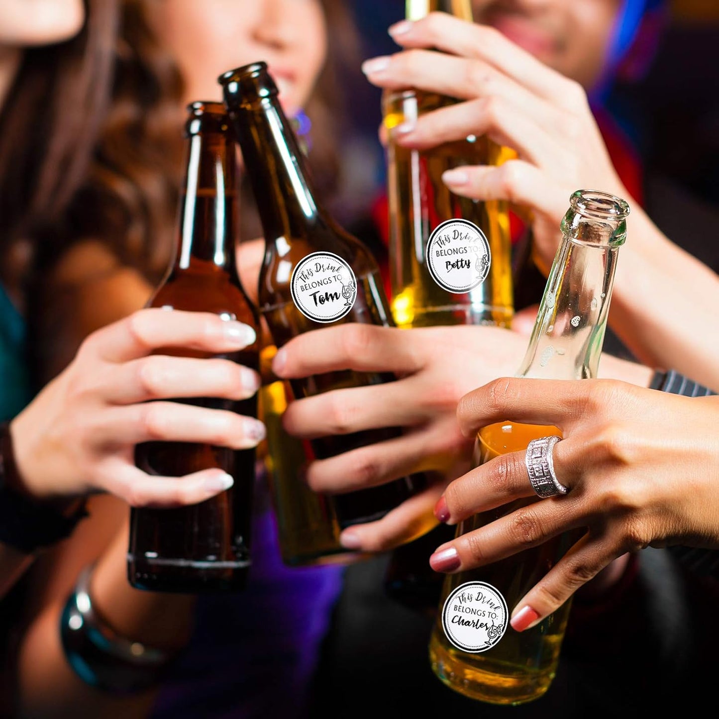 Zonon 600 Pieces Drink Stickers for Cups, Water Bottles, Blank Drink Labels This Belongs to Stickers for Wedding Reception, Birthday Party, Holiday Party, Custom Blank Cup Name Tags