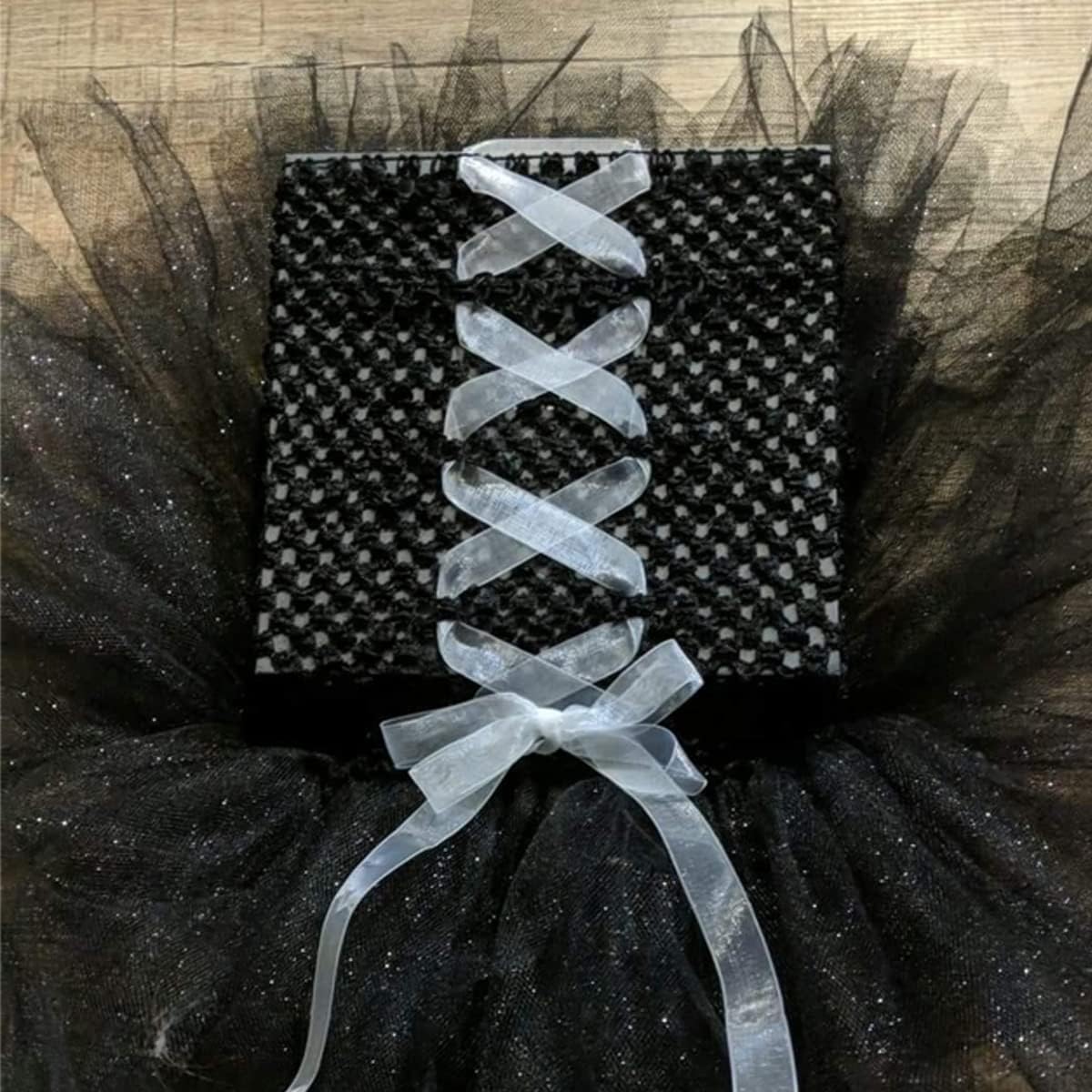 ICOSHOW Sparkling Tulle Rolls, 15” by 30 Yards (90FT) Glitter Tulle Spool Ribbon Fabric for Wedding Birthday Bridal Shower Tutu Skirt Party Gift Wrapping(Black)