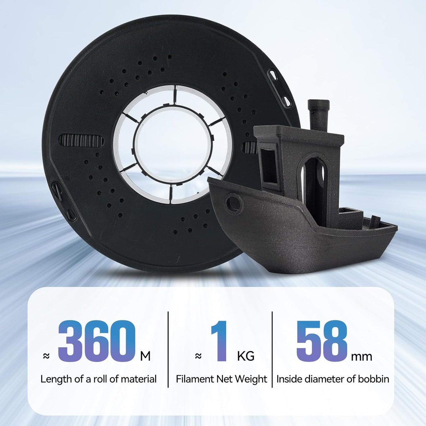 Kingroon Carbon Fiber ABS 3D Printer Filament, ABS CF 3D Printing Filament 1.75mm +/- 0.03mm, 1kg Spool (2.2LBS), Black