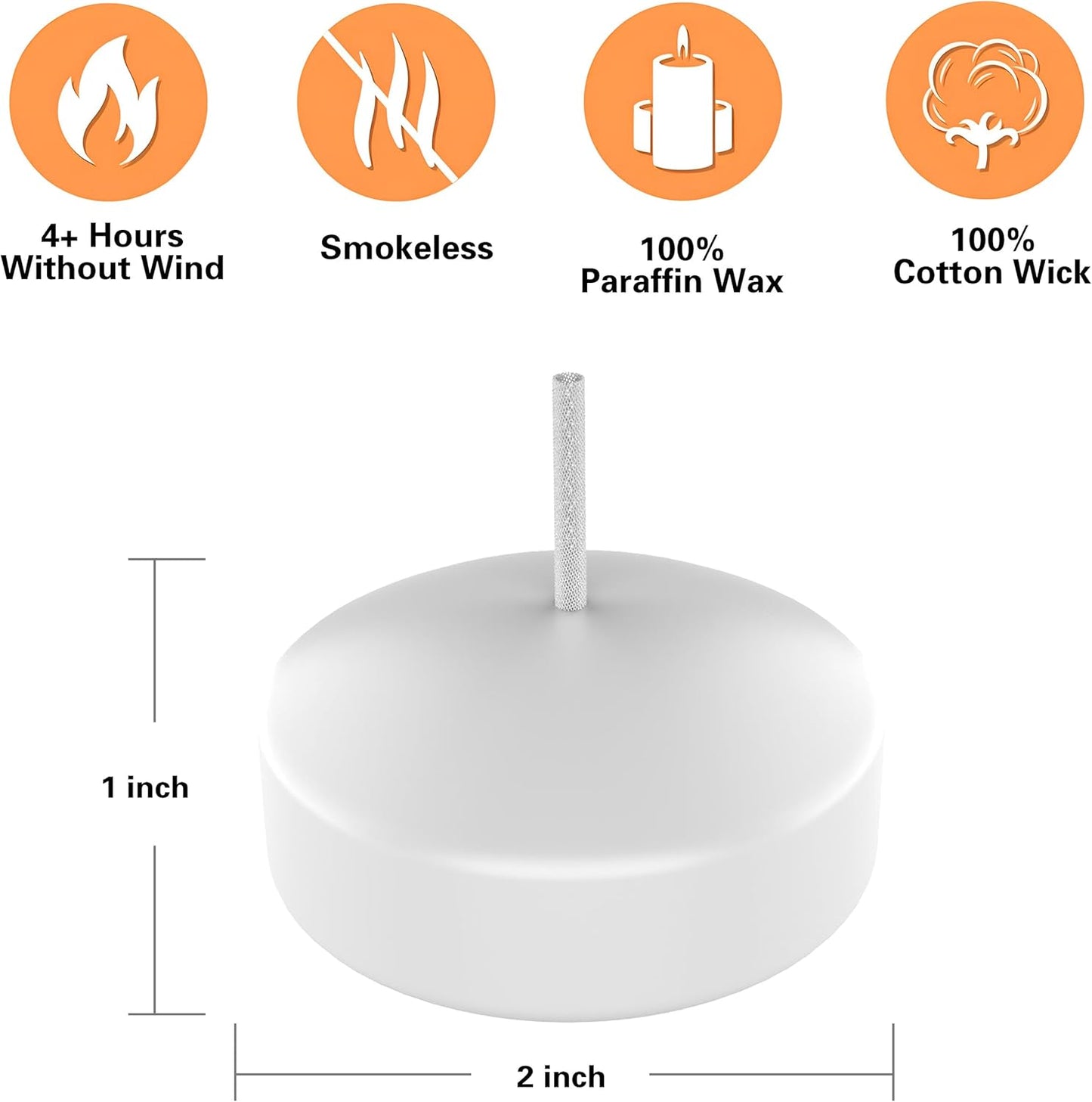 Aignis 12pcs Floating Discs Wax Candles, Burning Time 4+ Hours, 2 Inch Unscented Dripless, White Set for Wedding/Birthday/Celebration/Party/Holiday/Home Décor