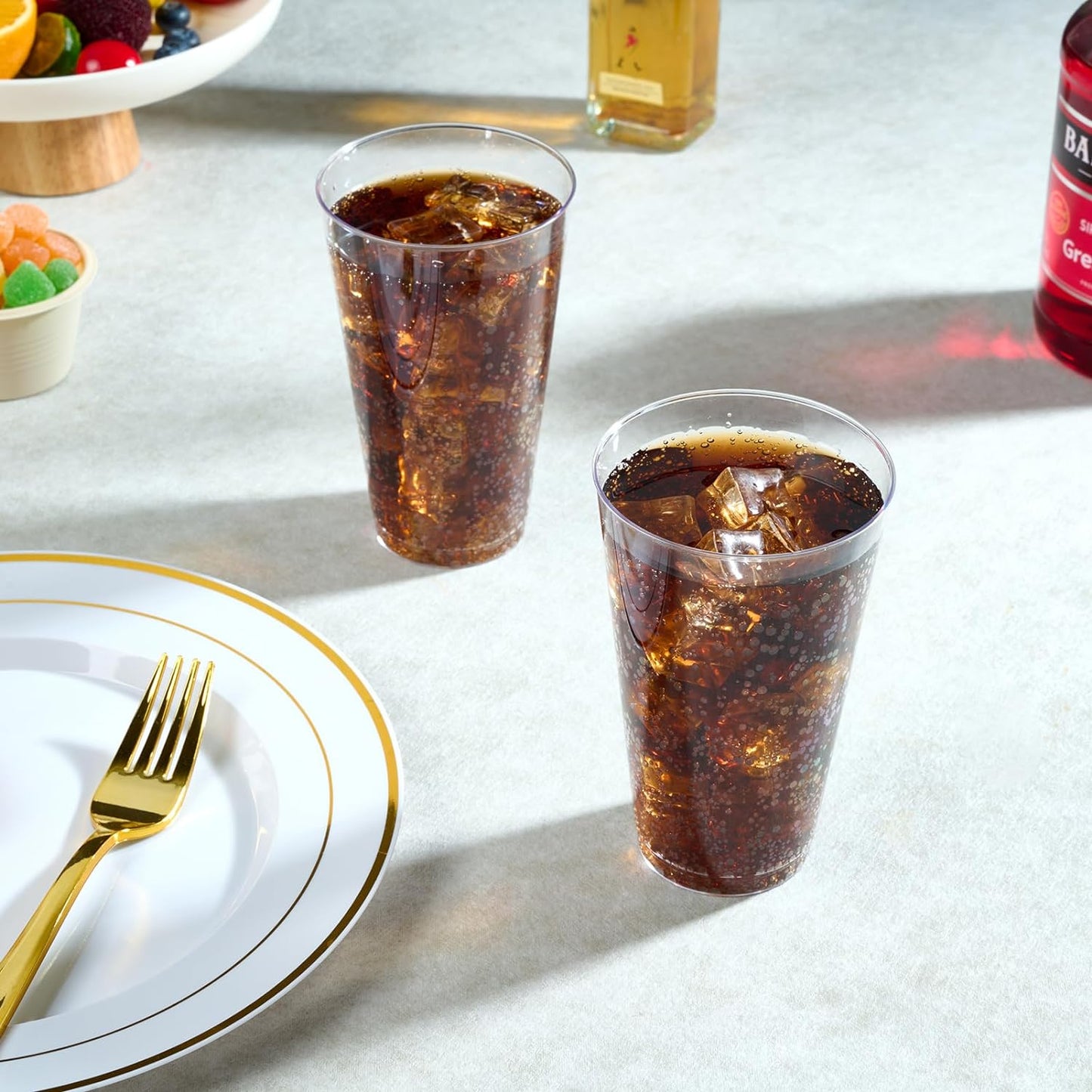 FOCUSLINE 200 Pack 16 oz Clear Plastic Cups, Large Disposable Cups Plastic Party Cup, 16 Ounce Heavy duty Clear Cups for Party, Thanksgiving, Halloween, Christmas