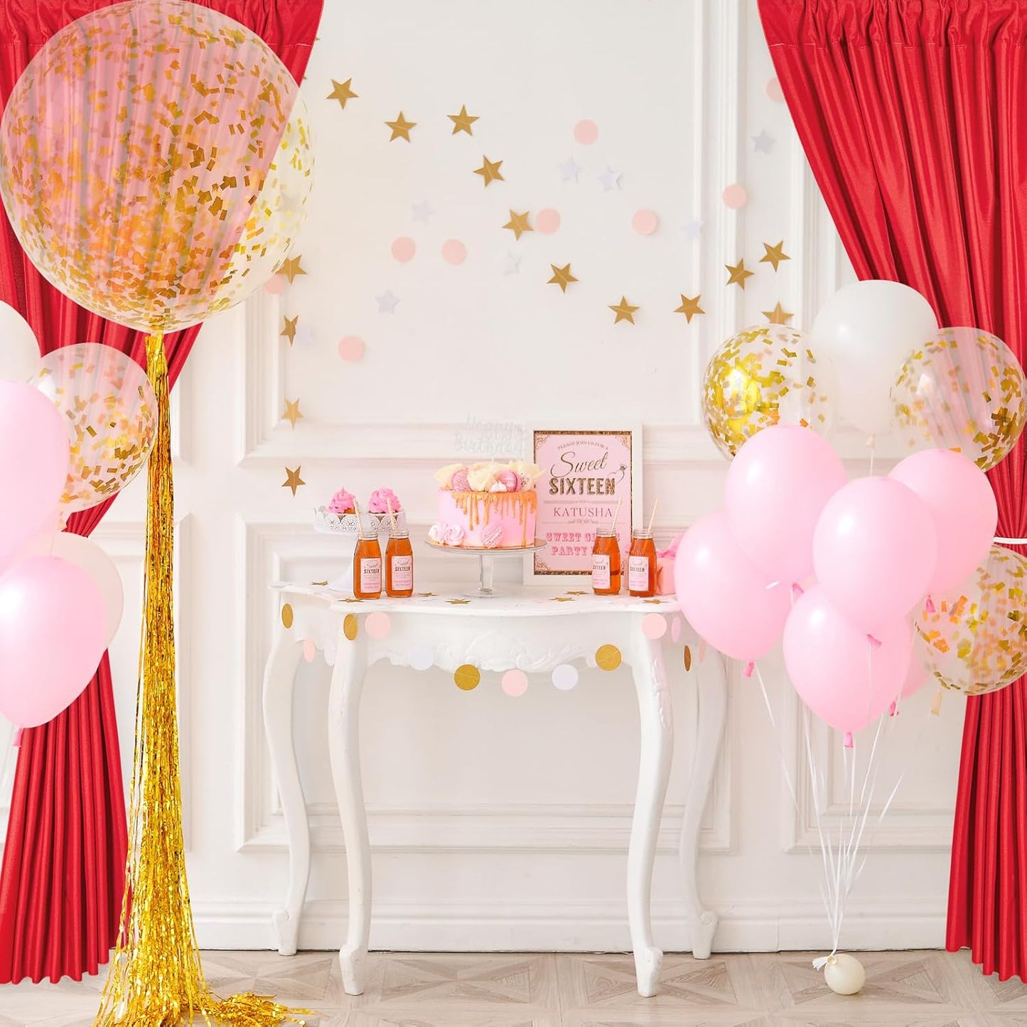 DWCN 10x10 FT Red Backdrop Curtains for Parties, Background Curtains Photography Backdrop Drapes with Rod Pockets for Wedding Decorations Birthday Family Gatherings, 2 Panels 5ft x 10ft