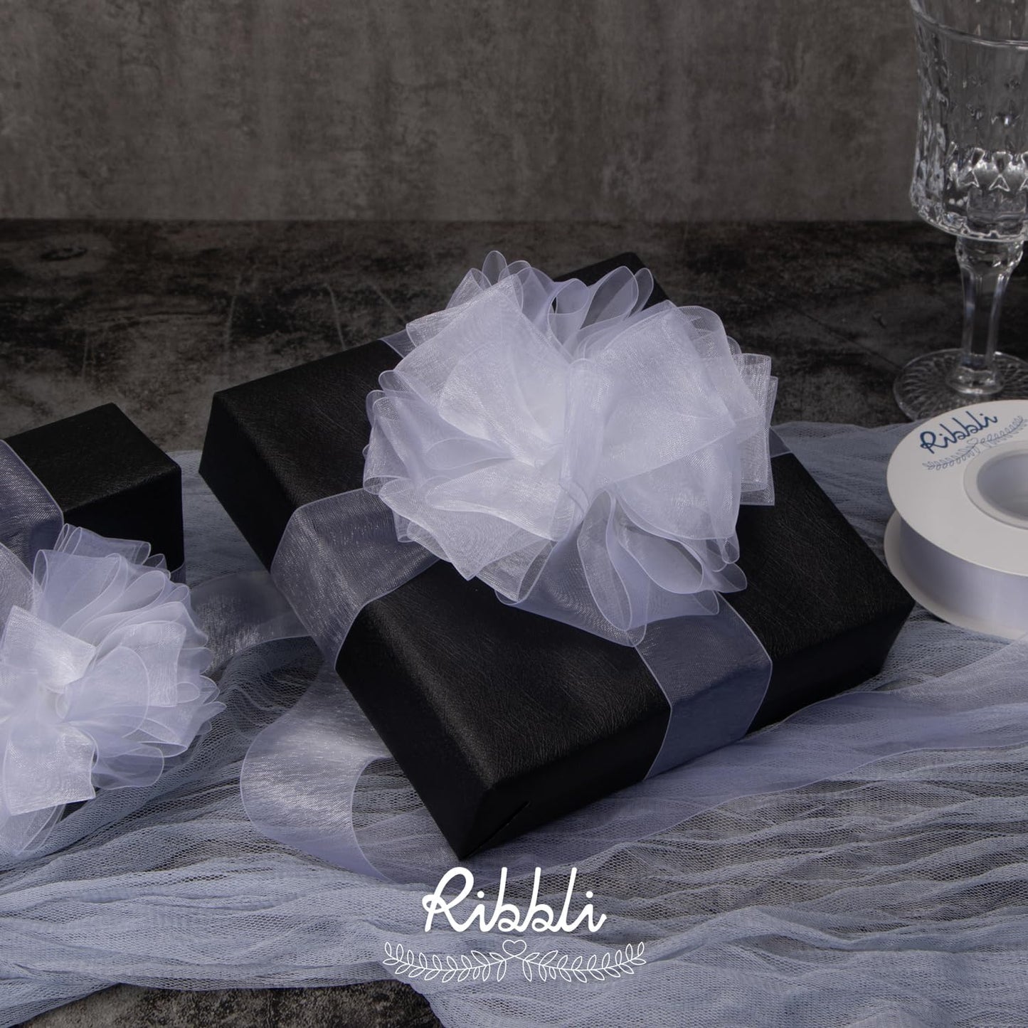 Ribbli White Organza Ribbon,1/2 Inches x Continuous 50 Yard,White Sheer Ribbon for Gift Wrapping,Cookie Wrapping,Wedding Decoration,All Crafting and Sewing