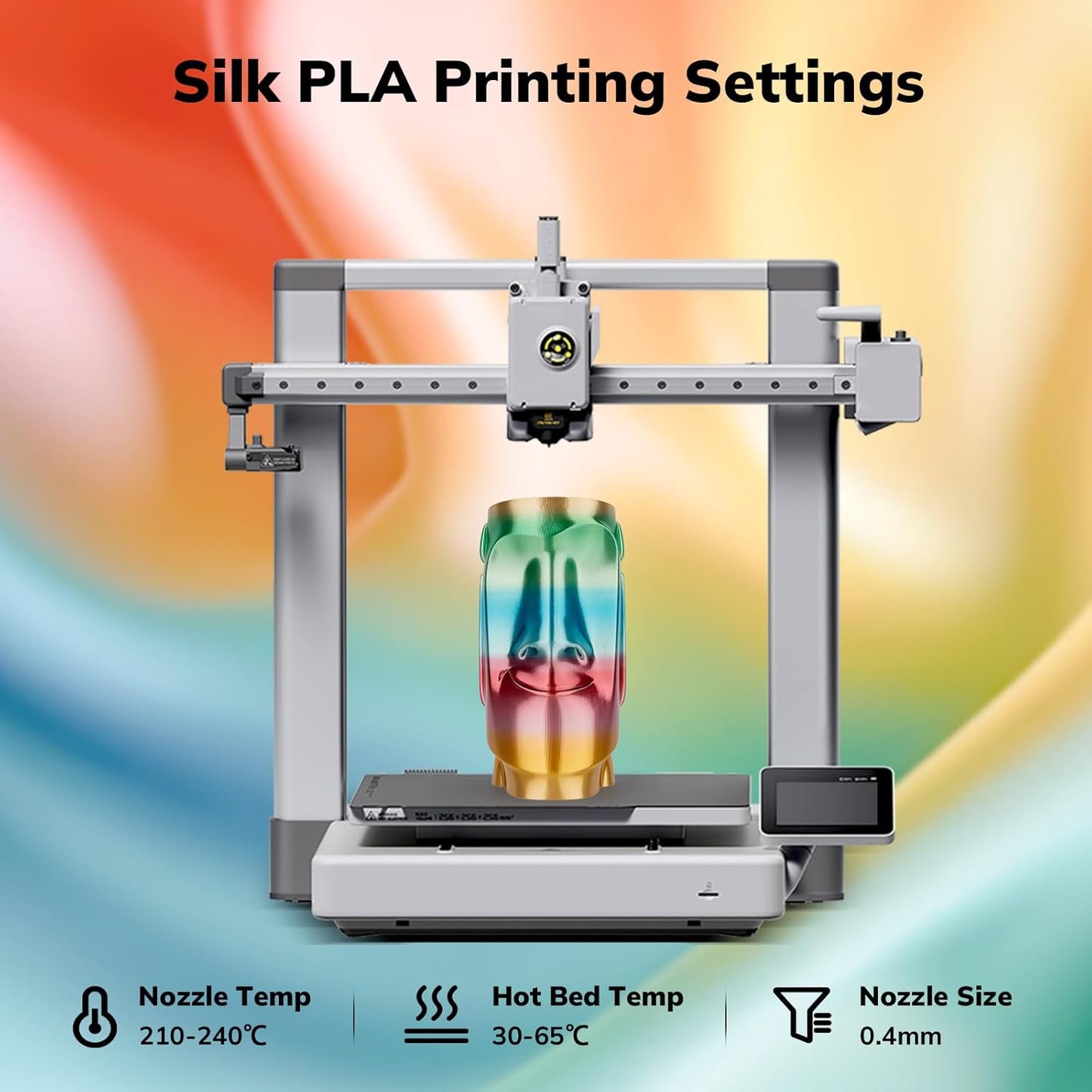 AMOLEN Silk PLA 3D Printer Filament, Shiny Multicolor Fusion Rainbow PLA Filament 1.75mm, Gradient Color Change PLA 3D Printing Filament for Most FDM 3D Printer, Green Blue Red Yellow, 1kg (2.2lbs)