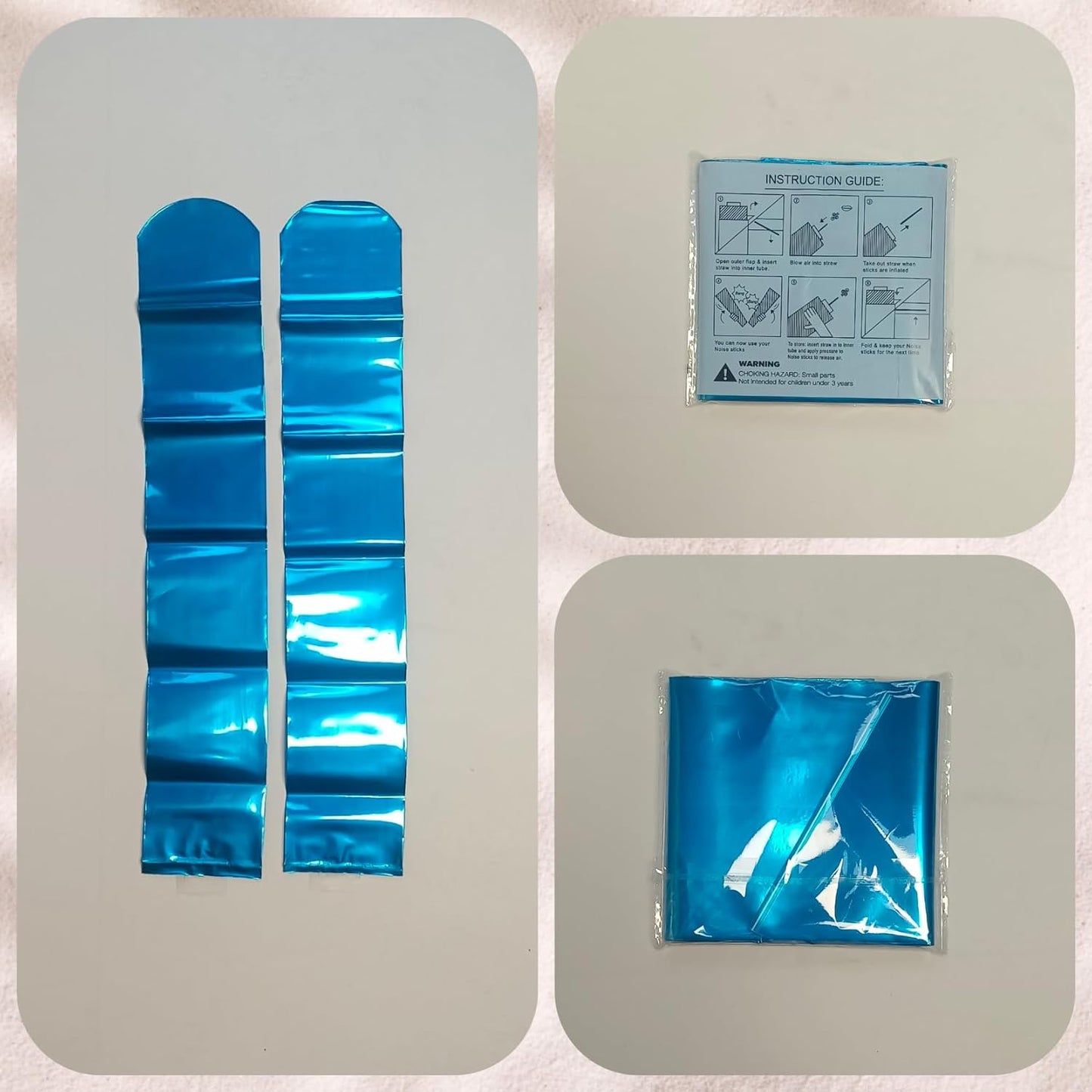 48pcs Round Head Boom Sticks Thunder Sticks Cheering Sticks Team Spirit Plastic Cheerleading Spirit Stick Clapper Inflatable Noise Maker Sports Supply (Metallic Blue)