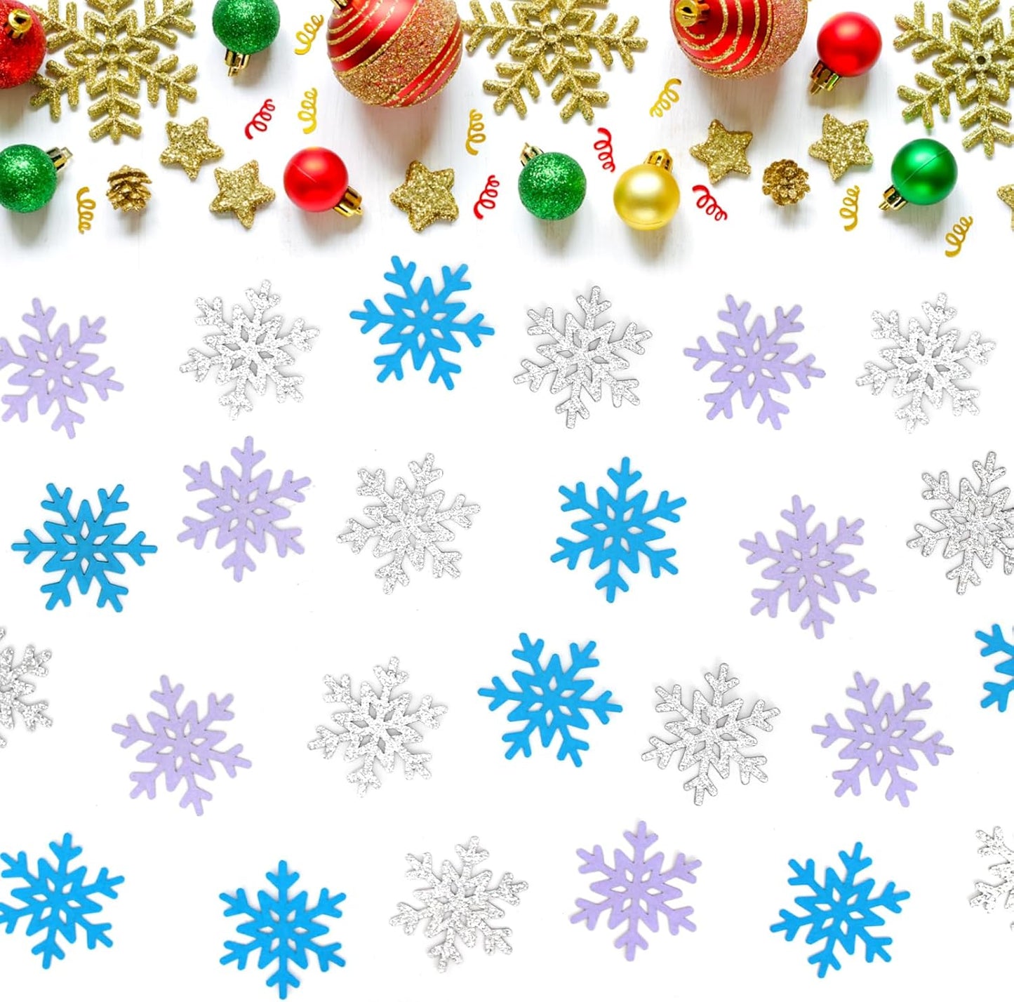 200PC Winter Wonderland Birthday Decorations Silver Blue Purple Snowflake Confetti Christmas Holiday Baby Shower Party Table Decoration Supplies