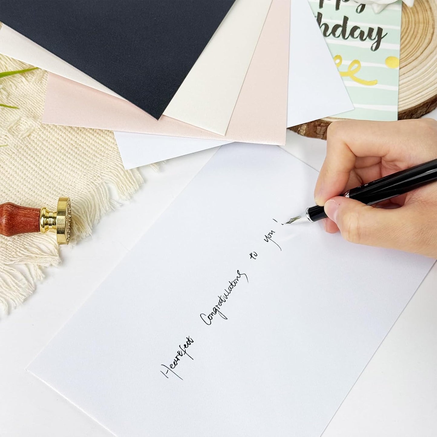 50 PCS Pearl Ivory A7 Envelopes with Stickers, Shimmering 5x7 Envelopes for Invitations, Great for Wedding Invitation Cards, Birthday RSVP, Graduation, Baby Shower 5.25 x 7.25 inches