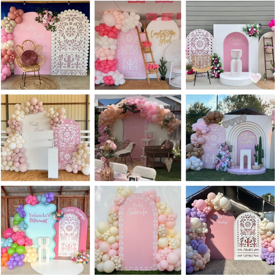 Arch Backdrop Cover Pink Mexican Fiesta Party Decorations Arch Stand Spandex Cover Girls Bloom Birthday Parties Wedding Baptism Baby Shower Decors (3.3x6.5ft Cover,G3767)