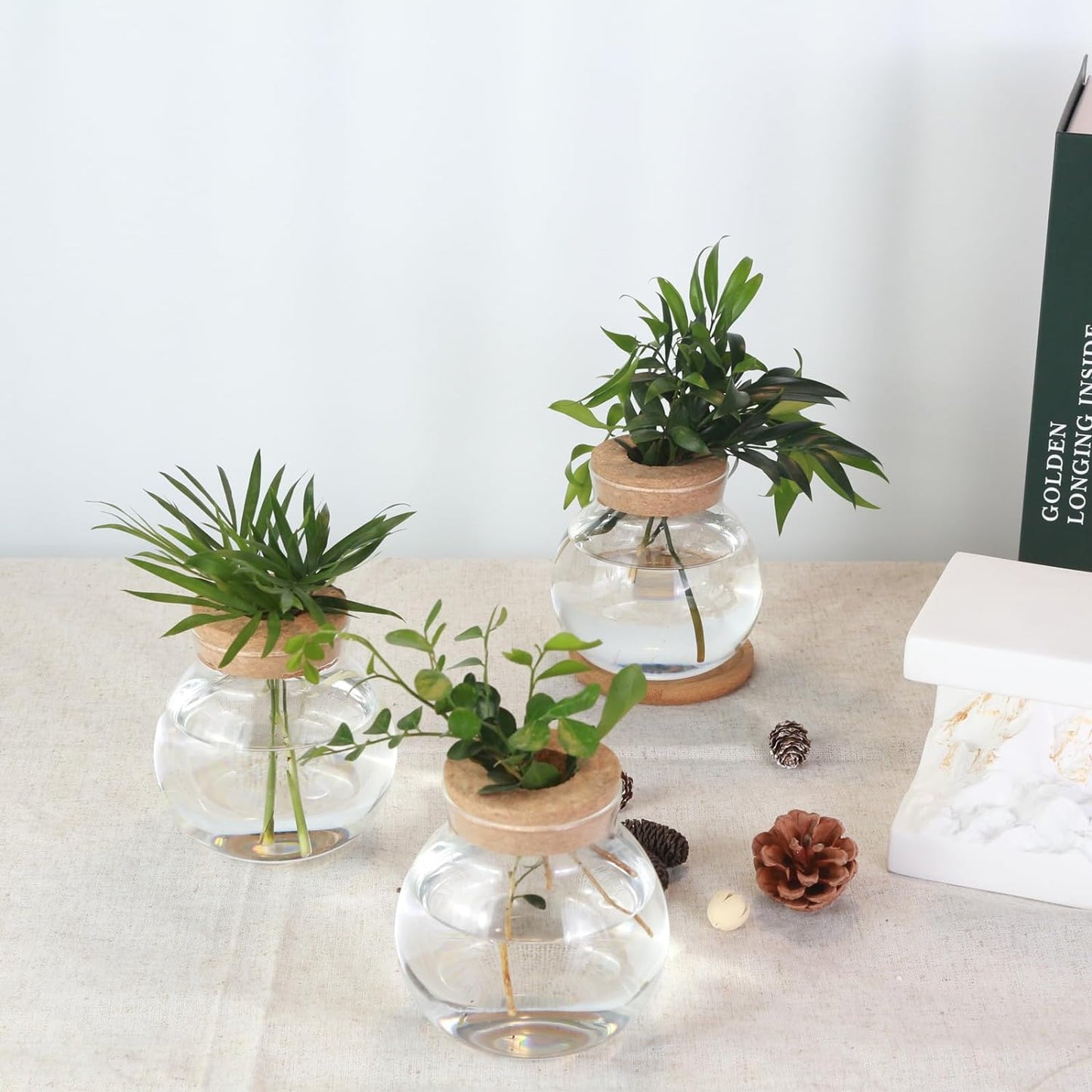 Glass Decorative Bottles, Vintage Style Flower Bud Vases, Set of Assorted Sizes and Designs (4pcs), a-1044