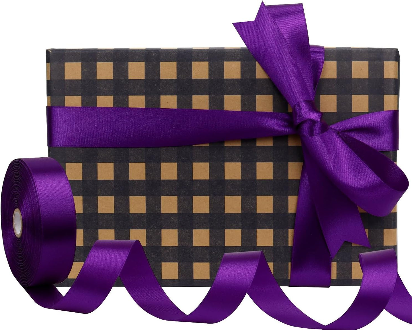 Purple Solid Satin Ribbon 1 Inch 50 Yards Solid Polyester Fabric Ribbon for Gift Wrapping Wedding Christmas Baby Shower Birthday Party Decoration Handmade Immortal Flower Craft