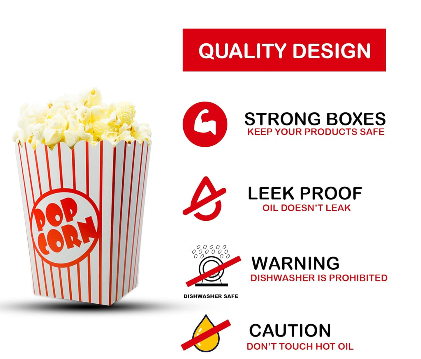 25 Pack Popcorn Boxes Movie Night Popcorn Bags for Party Red and White Popcorn Bags for Popcorn Vintage Snack Box Concession and Carnival Party Supplies, Individual Popcorn Bucket Containers (25)