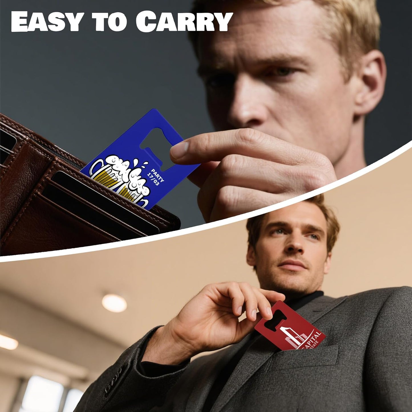 4-100 Pcs Custom Bottle Opener, Personalized Stainless Steel Credit Card Bottle Opener, Full Color Print Custom Beer Can Opener Bulk for Bar, Wedding Favors, Party, Promotion, Groomsmen Gift (Yellow)