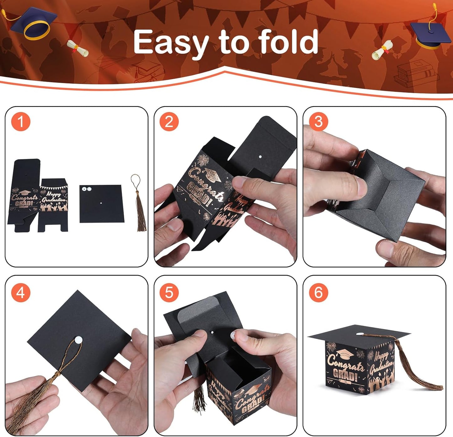 COTOPHER 36 Pack Mini Graduation Cap Gift Boxes with Tassel, Class of 2025 Graduation Candy Boxes Centerpieces for Tables Party Decorations, Small Treat Box Graduate Favors Supplies