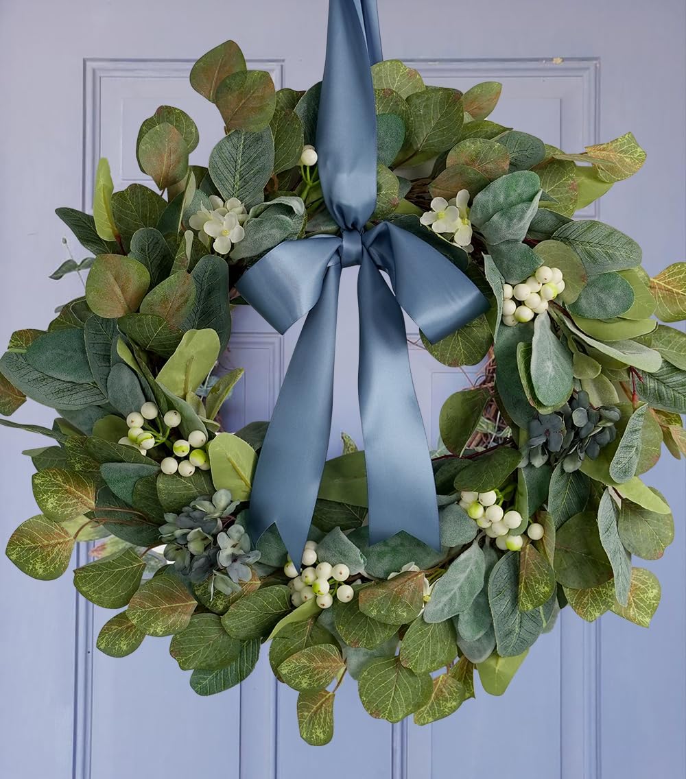 HUIHUANG 1-1/2 inch Double Face Satin Ribbon, Polyester Satin Smoke Blue Ribbon 50 Yards Per Roll for Gift Wrapping Bows Making Floral Bouquet Wedding Invitations Decor Party Favor and Craft Supplies