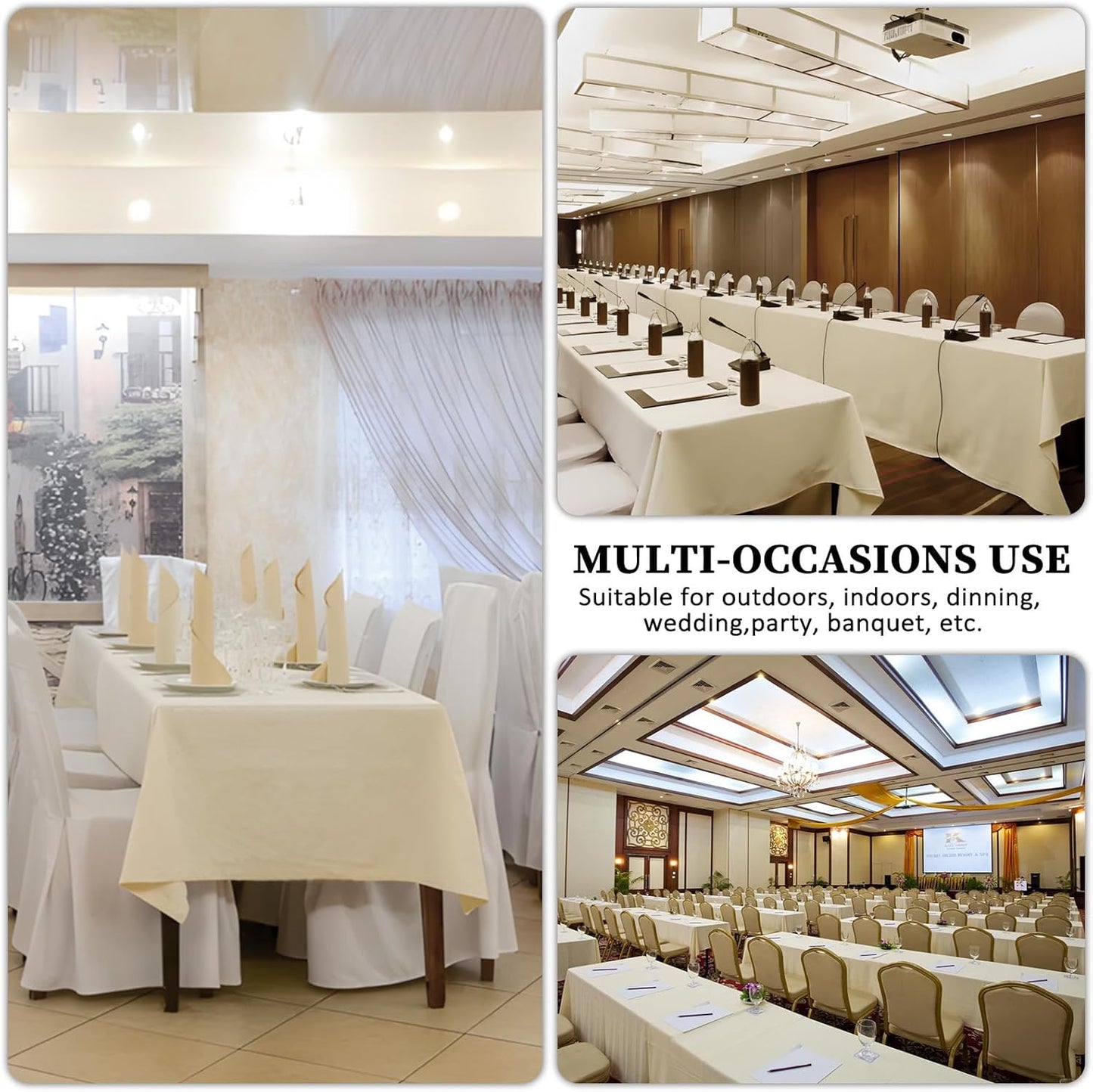 8 Pack Beige Tablecloth 60 x 126 Inch Rectangular Tablecloths for 8 Foot Rectangle Tables, Wrinkle Resistant Beige Table Cloth Washable Polyester Fabric Table Covers for Buffet Wedding Party Banquet