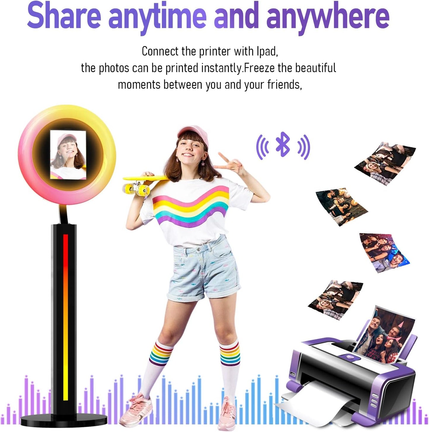 HARZHI Portable Photo Booth Compatible with Ipad 12.9in 10.9in 10.2in,for Ipad Photo Booth Shell Stand Stand Provide Chacktok PhotoBooth Software for Party and Wedding, Flight Case