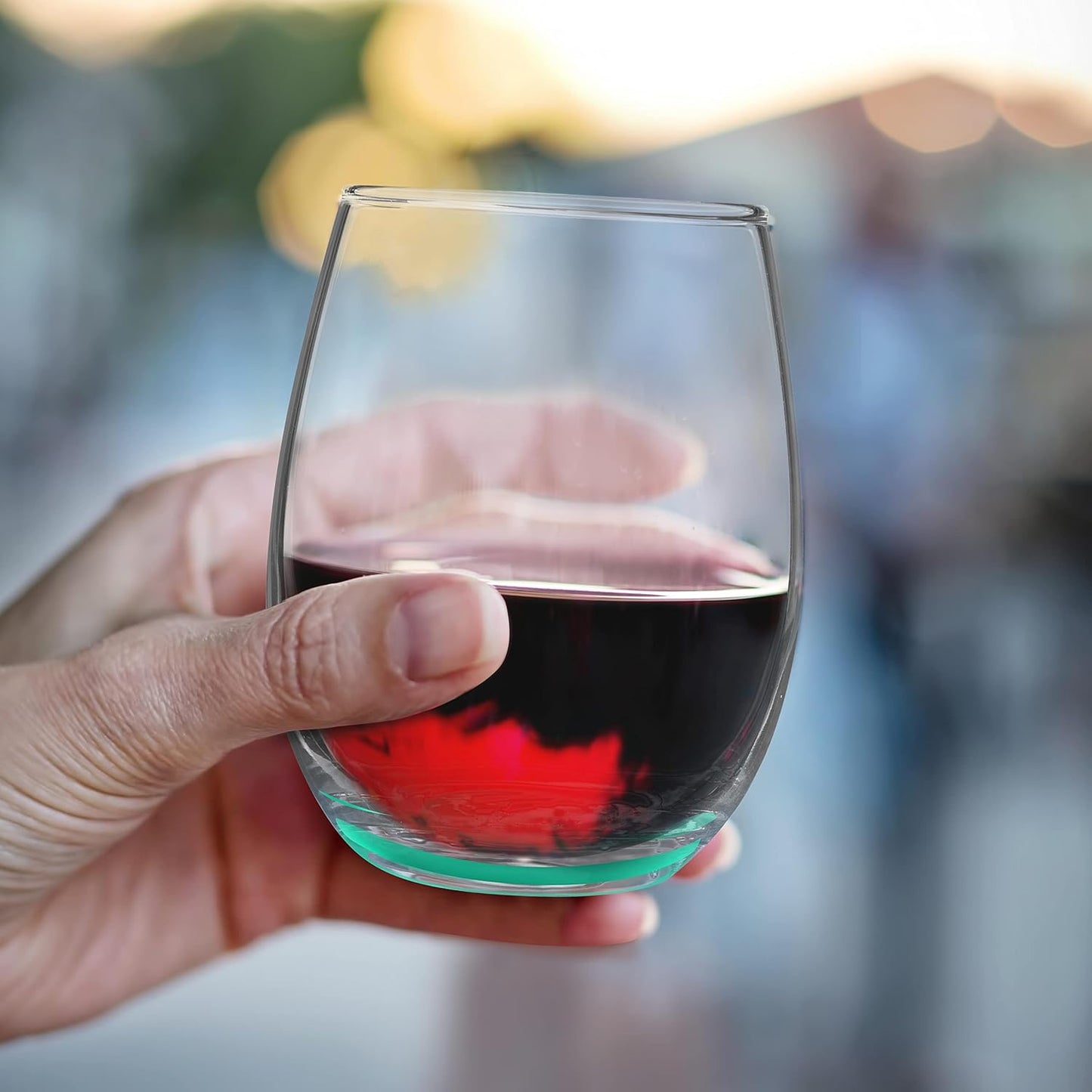 DISCOUNT PROMOS Stemless Wine Glasses by ARC 5.5 oz. Set of 12, Bulk Pack - Perfect for Hotel, Bar, Restaurant or Lounge - Green