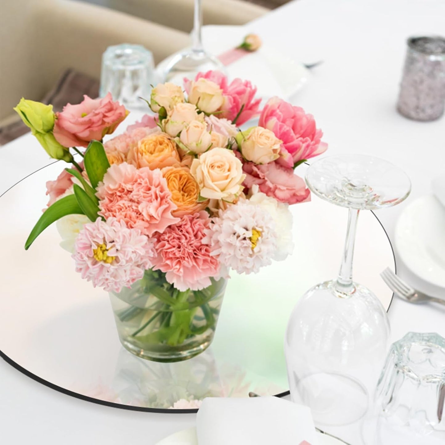 Seelenruhe 12" Round Mirrors for Centerpieces for Tables, Round Mirrors Trays Plates for Centerpieces, Wedding Decorations, Baby Shower Party, Christmas Decorations, 2mm, 12 PCS