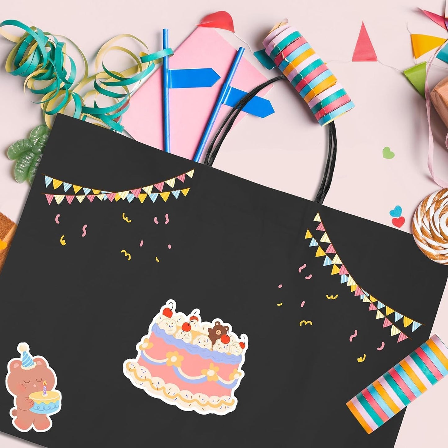 METRONIC Kraft Paper Gift Bags with Handles 16x6x12 Inch 6000 Pack | Christmas, Birthday Party Favors, Retail Shopping, Small Business Bulk | Black Gift Wrap Bag