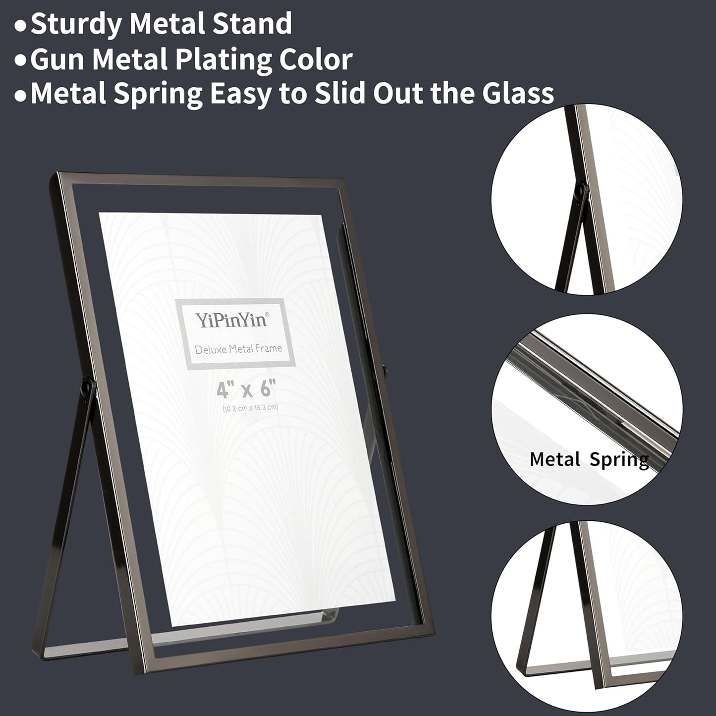 7x9'' Double Floating Frame Black For Photo Sizes 3.5x5'',4x 6'', 5x7'',6x8''For Tabletop/Shelf Photo Frame,Gift for Wedding,Thanksgiving,Christmas,Birthady,Home or Office Decor.