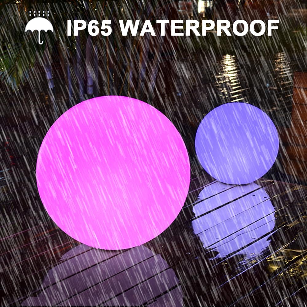 16-inch LED Globe Orb Light, Rechargeable Glowing Ball Light w/Remote, Dimmable RGB Color Changing Glowing Orb for Kid Adult, Waterproof Light Up Ball Night Light Mood Lamp for Home Garden Patio Party