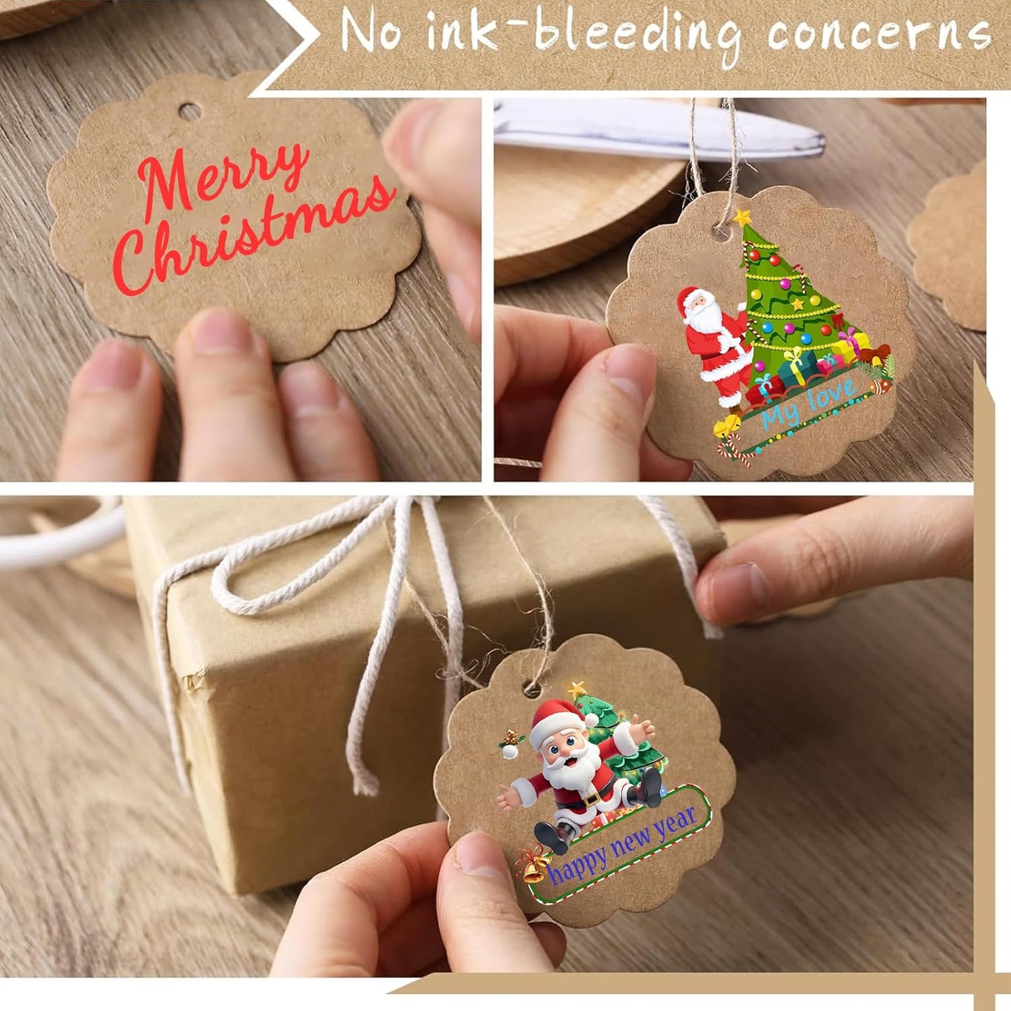 Custom Gift Tag, Personalized Favor Label, Kraft Wrapping Decoration, Wedding Supplies Birthday Party Craft, Thick Paper Hang Card with String (Rectangle Shape 1)