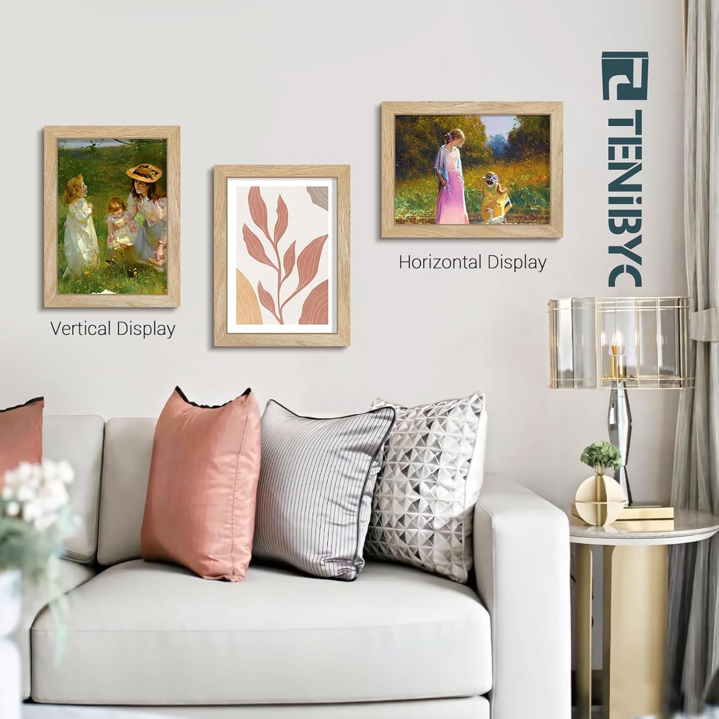 9x12 Frame 4 Pack - Natural Woodgrain, 9 x 12 Picture Frame with HD Tempered Glass, able or Wall Display