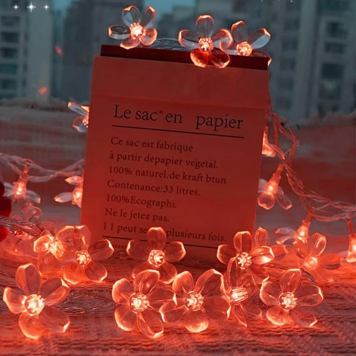 Battery Lighted & USB Plug in Fairy Flower String Lights, 10ft 30 LED Cute Cherry Blossom Lights with Timer Indoor Bedroom Party Wedding Christmas Easter Tree Branch Hanging Decorations (Red)