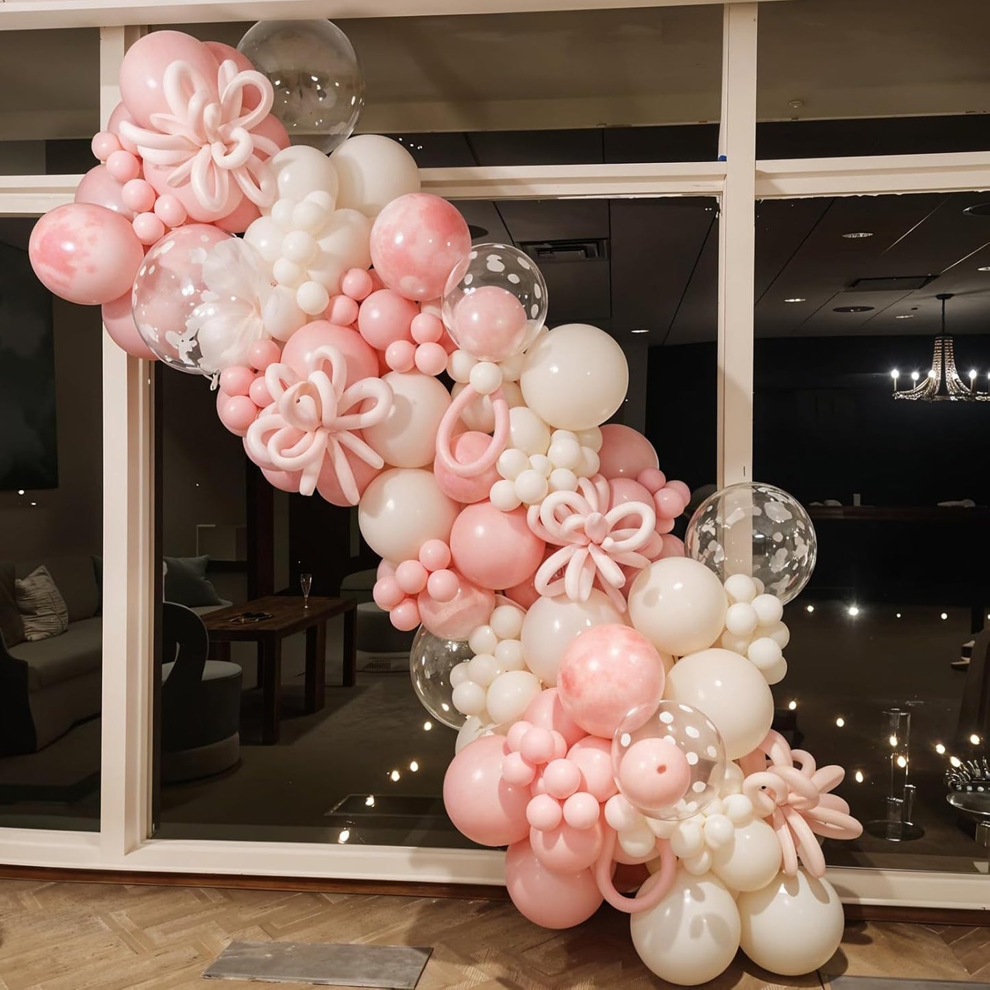 Pink Bow Latex Balloons, 60pcs Pink and White Balloons, Bow Printed Balloon Metallic Confetti Balloon For Girls Women Princess Birthday Baby Shower Bachelorette Party Engagement Wedding Anniversary