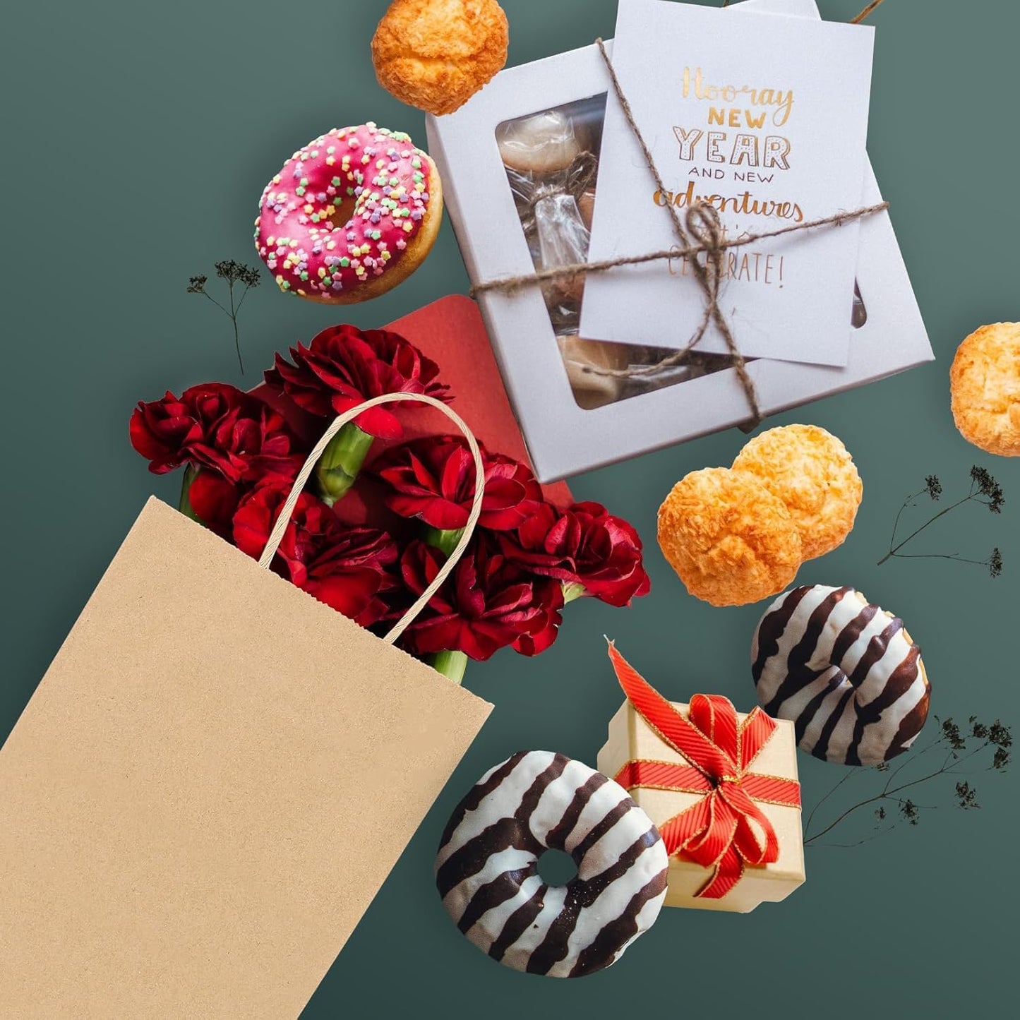 METRONIC Kraft Paper Gift Bags with Handles 5.25x3.75x8 Inch 20000 Pack | Christmas, Birthday Party Favors, Retail Shopping, Small Business Bulk | Brown Gift Wrap Bag