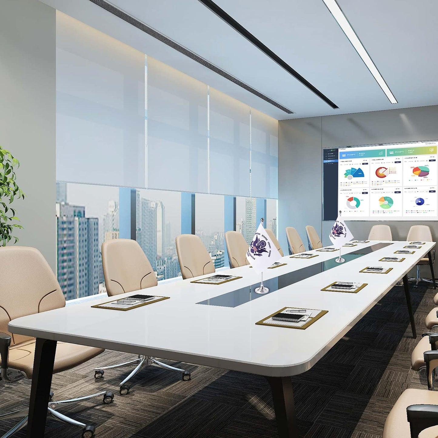 ZXvZYT 2 Pack American US Coast Guard flag USA Coast Guard table flag,Small Mini United States Military Desk Flags With Stand Base,for Army Party Events Celebration Decorations Supplies