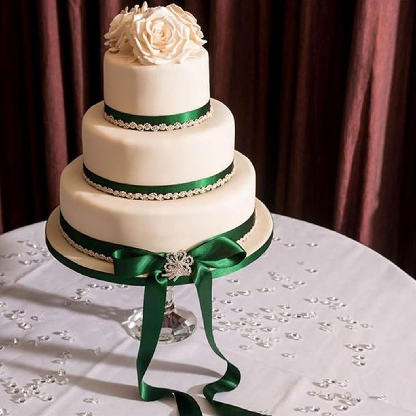 1" x 50 Yards Forest Green Satin Ribbon Single Faced Fabric Ribbons for Gift Wrapping, Crafting, Bows Making, Flower Bouquet, Wedding, Home Decor