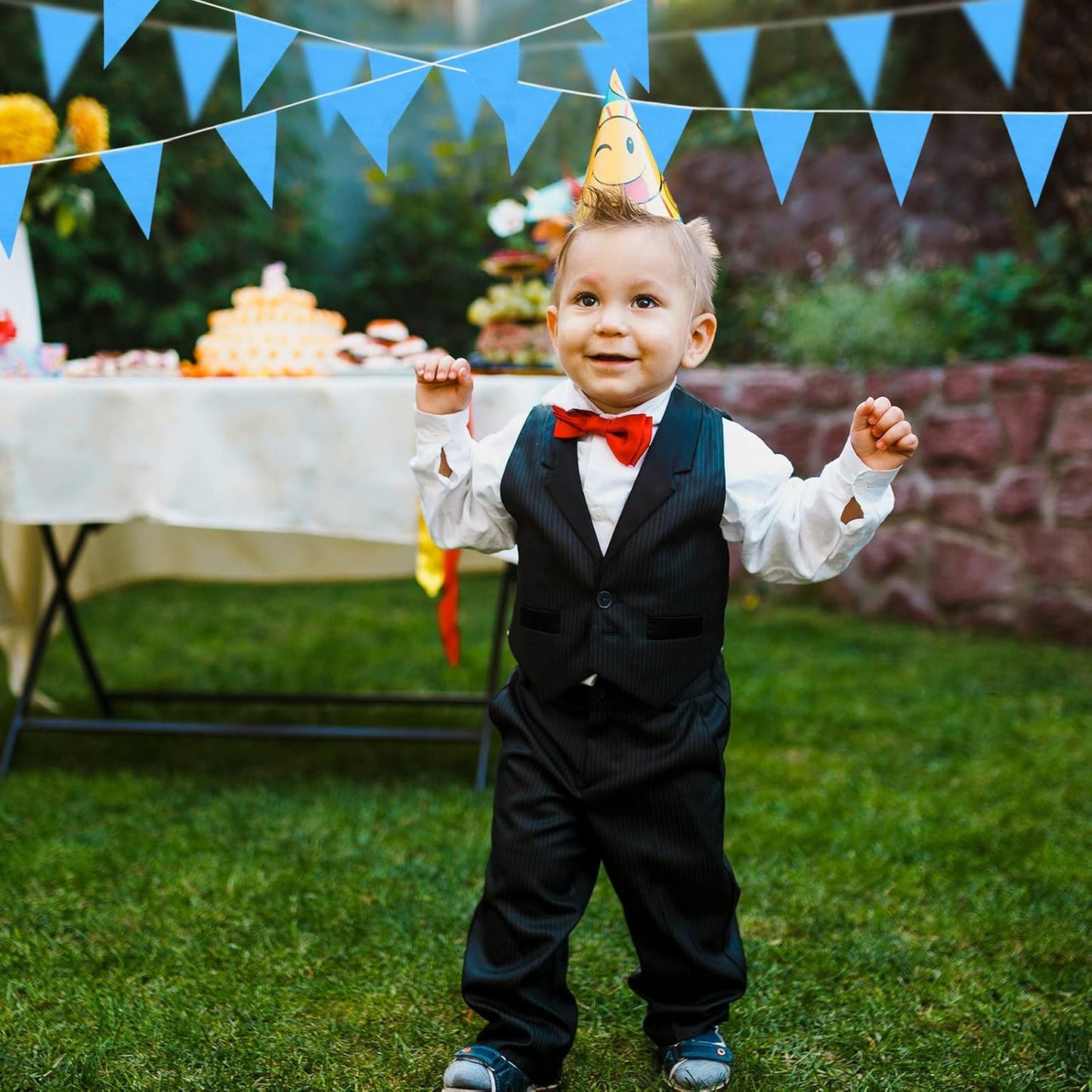 Tatuo 200 Feet Solid Pennant Banners Flags String Triangle Hanging DIY Bunting Flags Party Decorations for Grand Opening Party Banners for Kids Birthday, Shops (Blue)