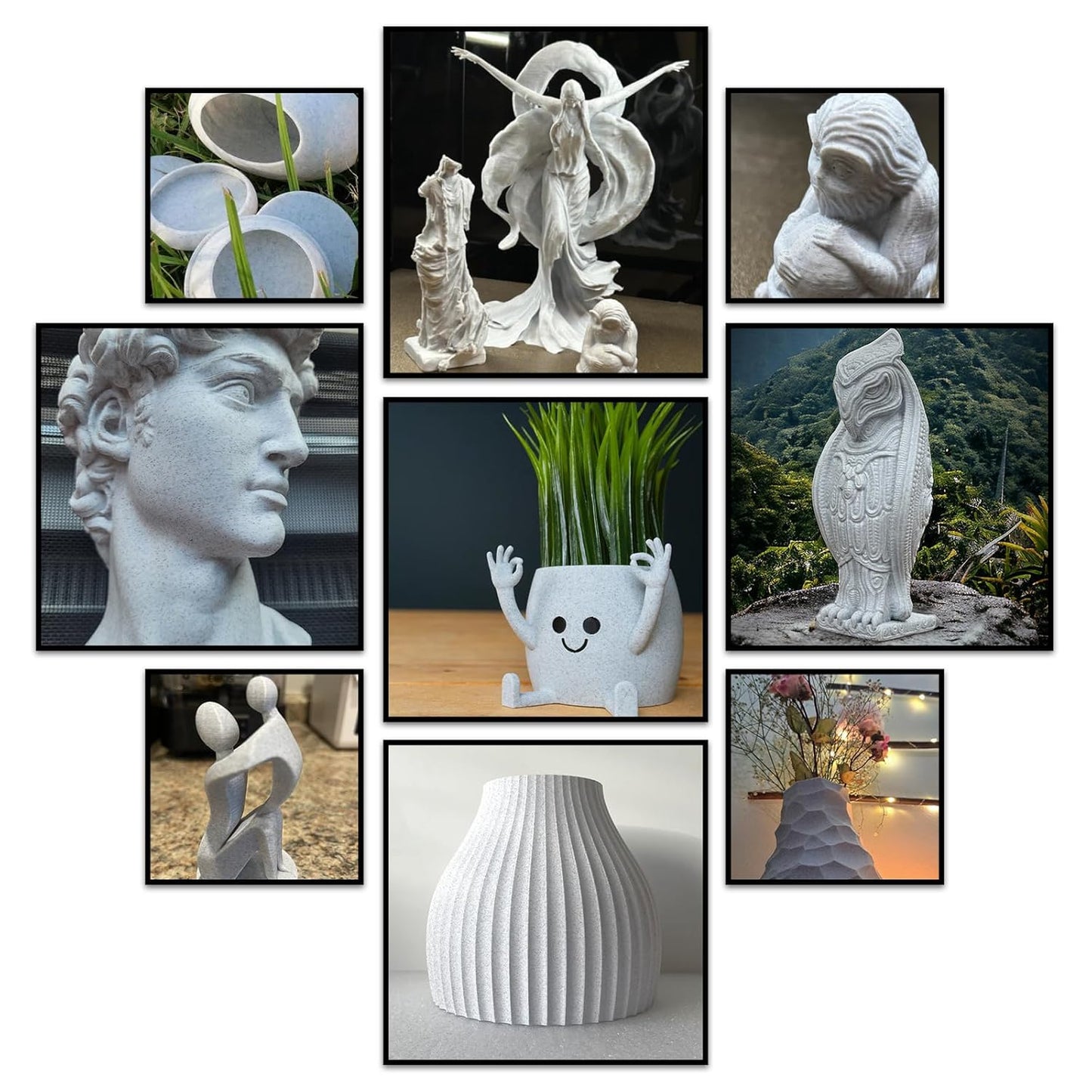 Geeetech Marble PLA 3D Printer Filament, Stone-Like Appearance, 1kg Spool (2.2lbs), 1.75mm Dimensional Accuracy +/- 0.02 mm, Marble White-Grey Color