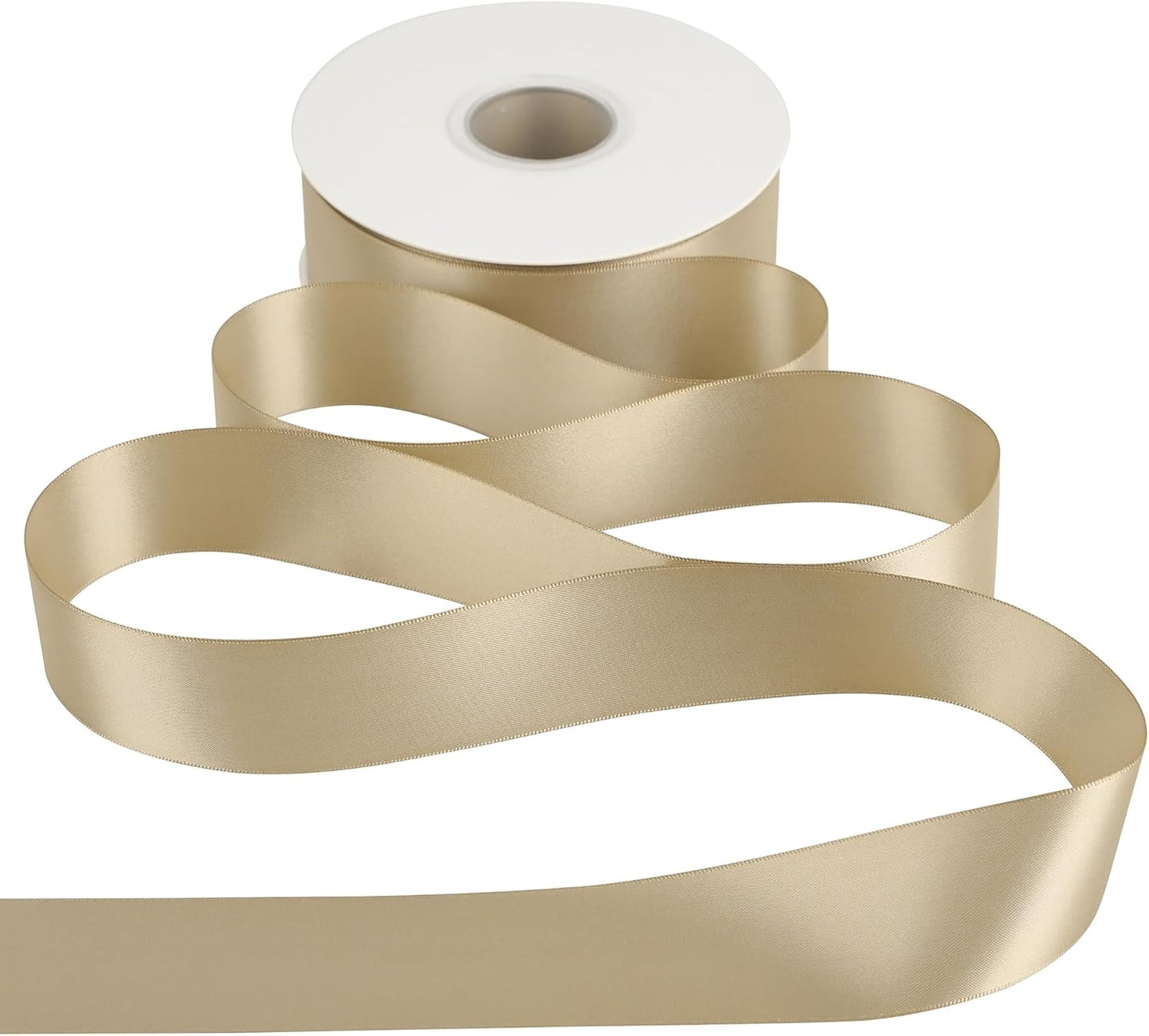 HUIHUANG Champagne Gold Satin Ribbon 1-1/2 inch x 50 Yards Champagne Double-Faced Satin Ribbon for Gift Wrapping, Bows, Flower Bouquet, Crafts, Bridal Shower Wedding Decor, Christmas Tree
