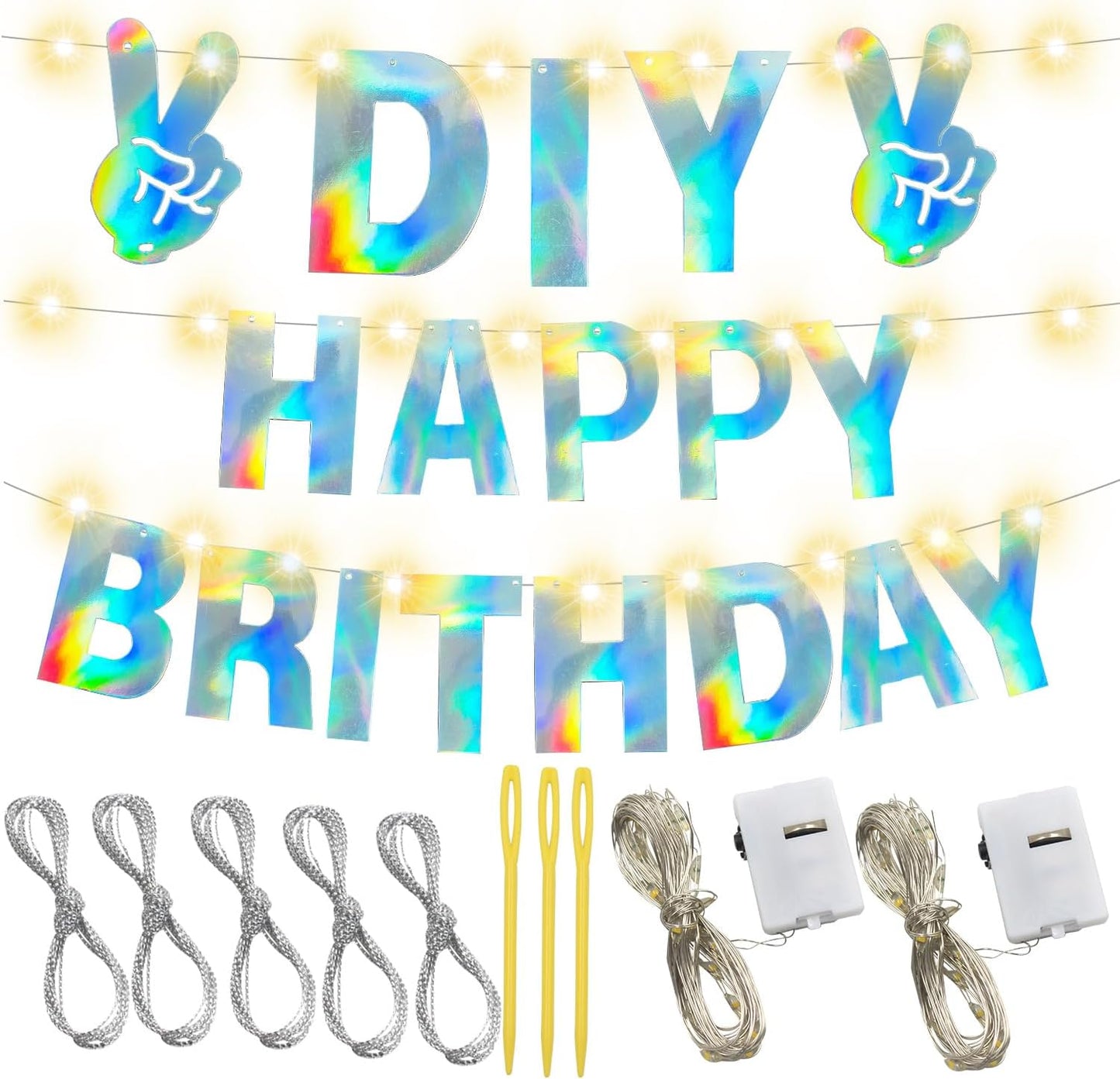 167Pcs DIY Glitter Customizable Banner Kit Custom Banner Happy Birthday DIY Letter Banner Happy New Year Personalized Banner Christmas Baby Shower Birthday Party Decorations Supplies(Shiny Holografic)