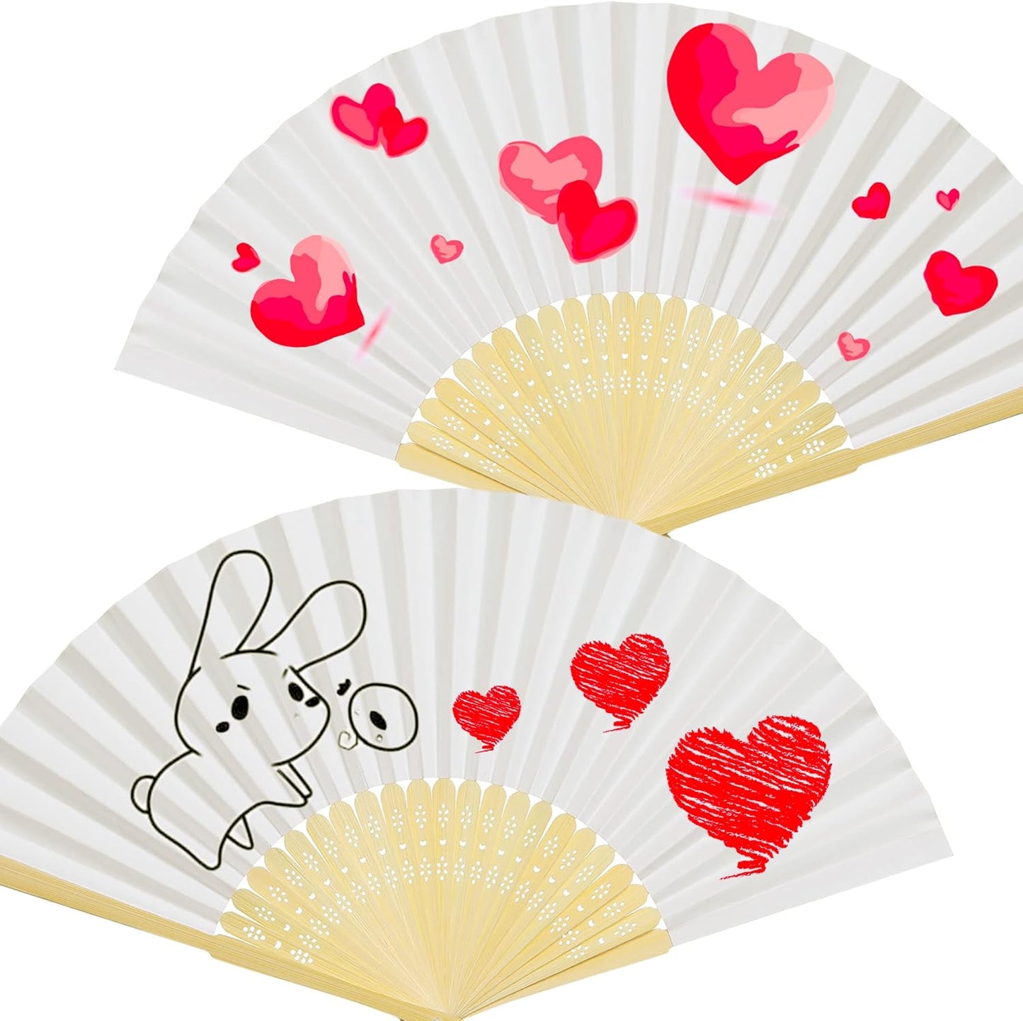 Coucoland 30 Pcs White Bamboo Folding Handheld Fan Hand fan for Wedding Home Decoration Party Favors Bridal Dancing Party