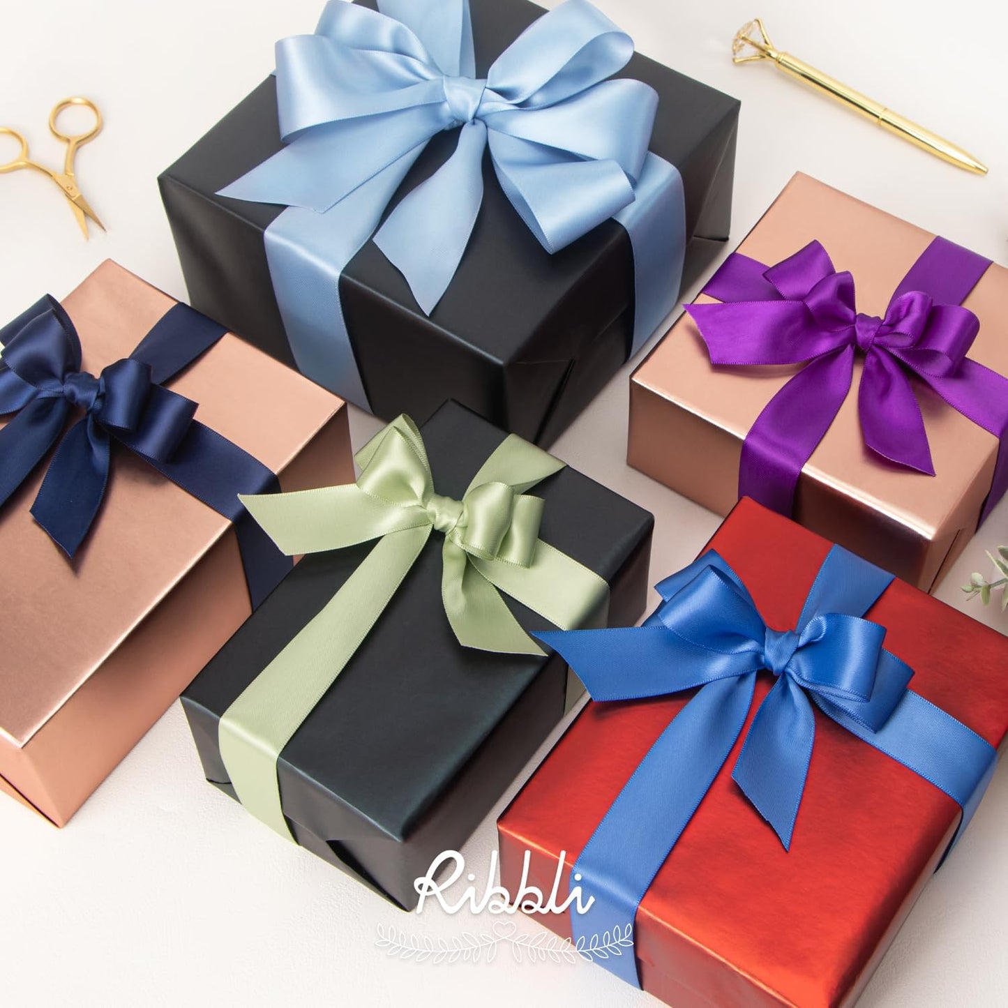 Ribbli Dusty Blue Satin Ribbon,Double Faced Satin 1 inch x Continuous 25 Yards,Use for Bows Bouquet,Gift Wrapping,Wedding Decoration,Floral Arrangement