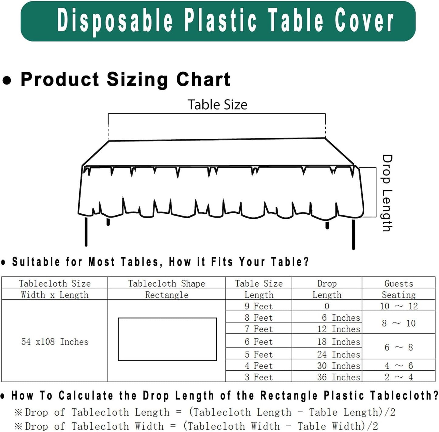 PEVA Burgundy Plastic 2 Pack Tablecloths - 54 x 108 inch Maroon Disposable Table Covers for BBQ, Birthday, Wedding Parties - Fits 8 ft Rectangle Table