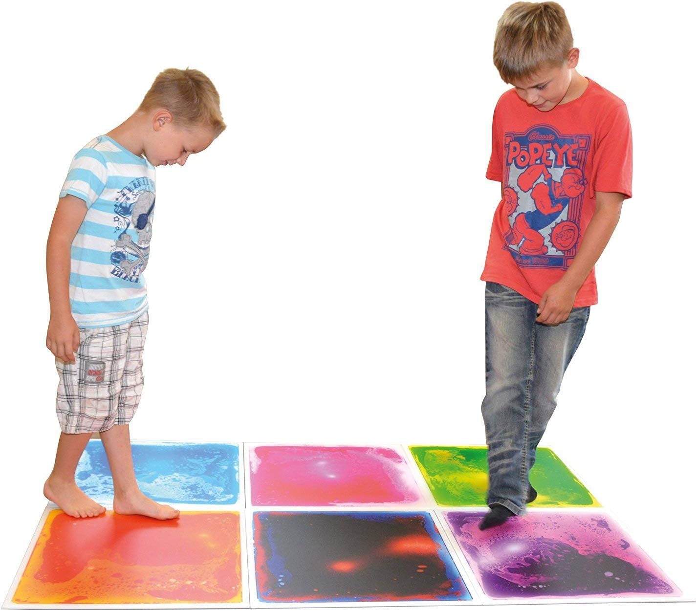 Art3d Liquid Sensory Floor Decorative Tiles,19.7"x19.7" Square, Colorful, 4 Tiles