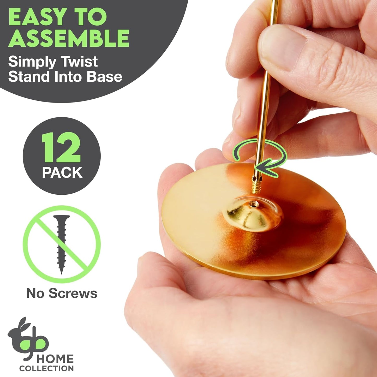 Gray Bunny Metal Table Number Holders, 12 Pack, 12 in Tall, Gold, Card Holders Tabletop Table Number Stands, Wire Clip for Restaurants Recipe Place Card Signs, Weddings, Banquets, Pictures