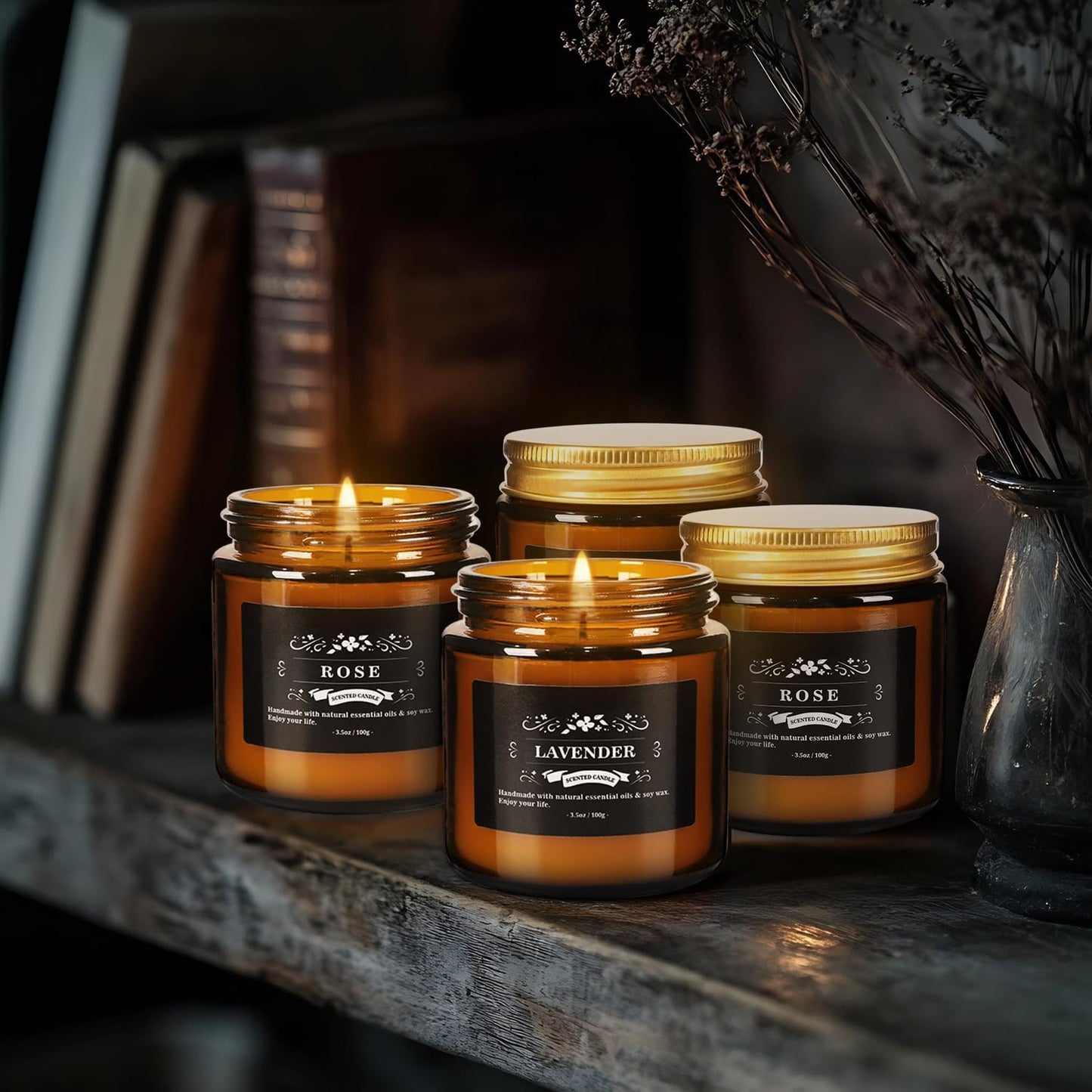 Scented Candle Set 12 Pack, Candle for Home Scented, Odor Eliminating, Stress Relief, Long Lasting Soy Wax Gift Set