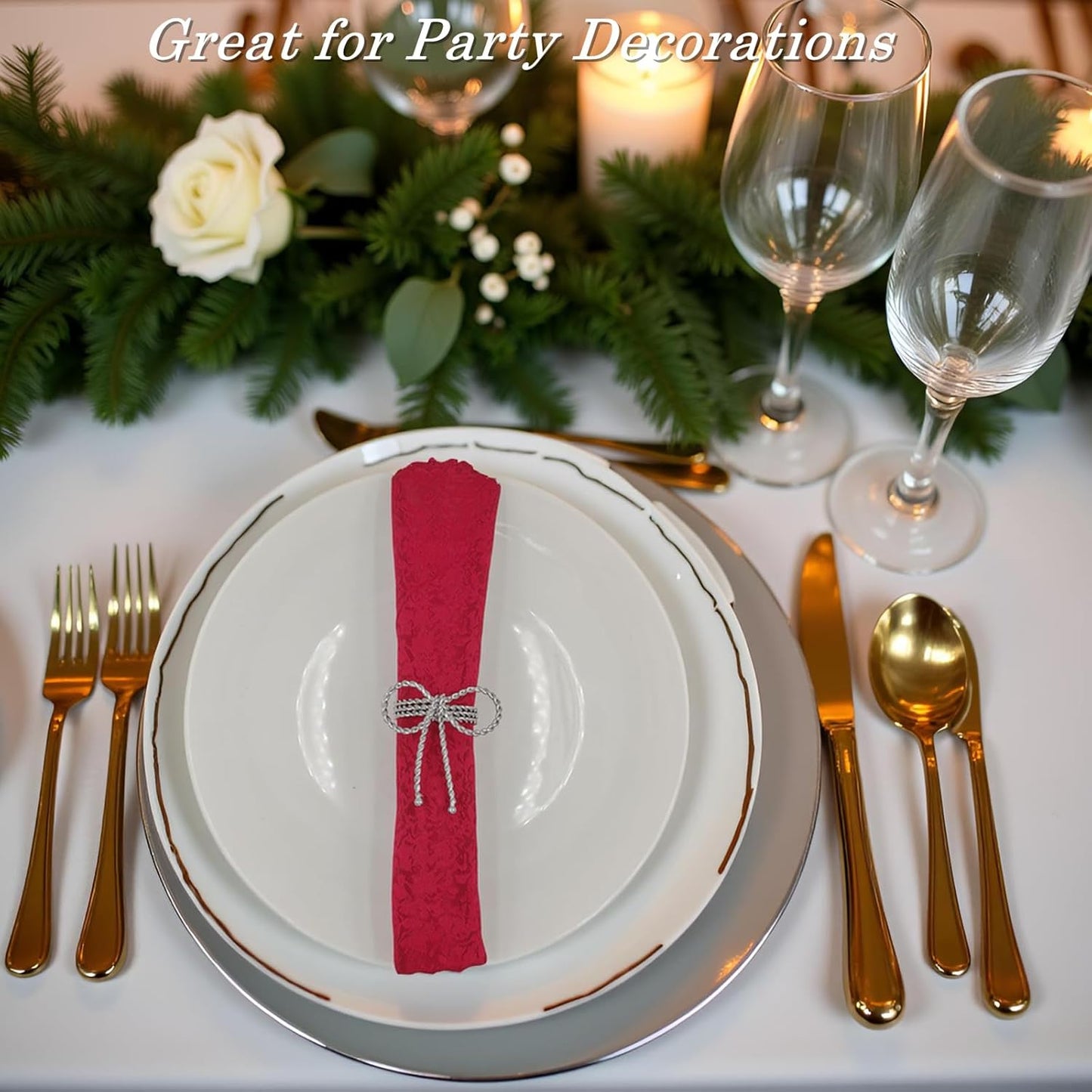 Silver Bow Napkin Rings Set of 12, Bow Tie Napkins Rings for Thanksgiving Christmas Festival Parties Wedding Banquet, Handmade Alloy Bowknot Ring Holders for Family Gathering Table Décor(Silver 12)